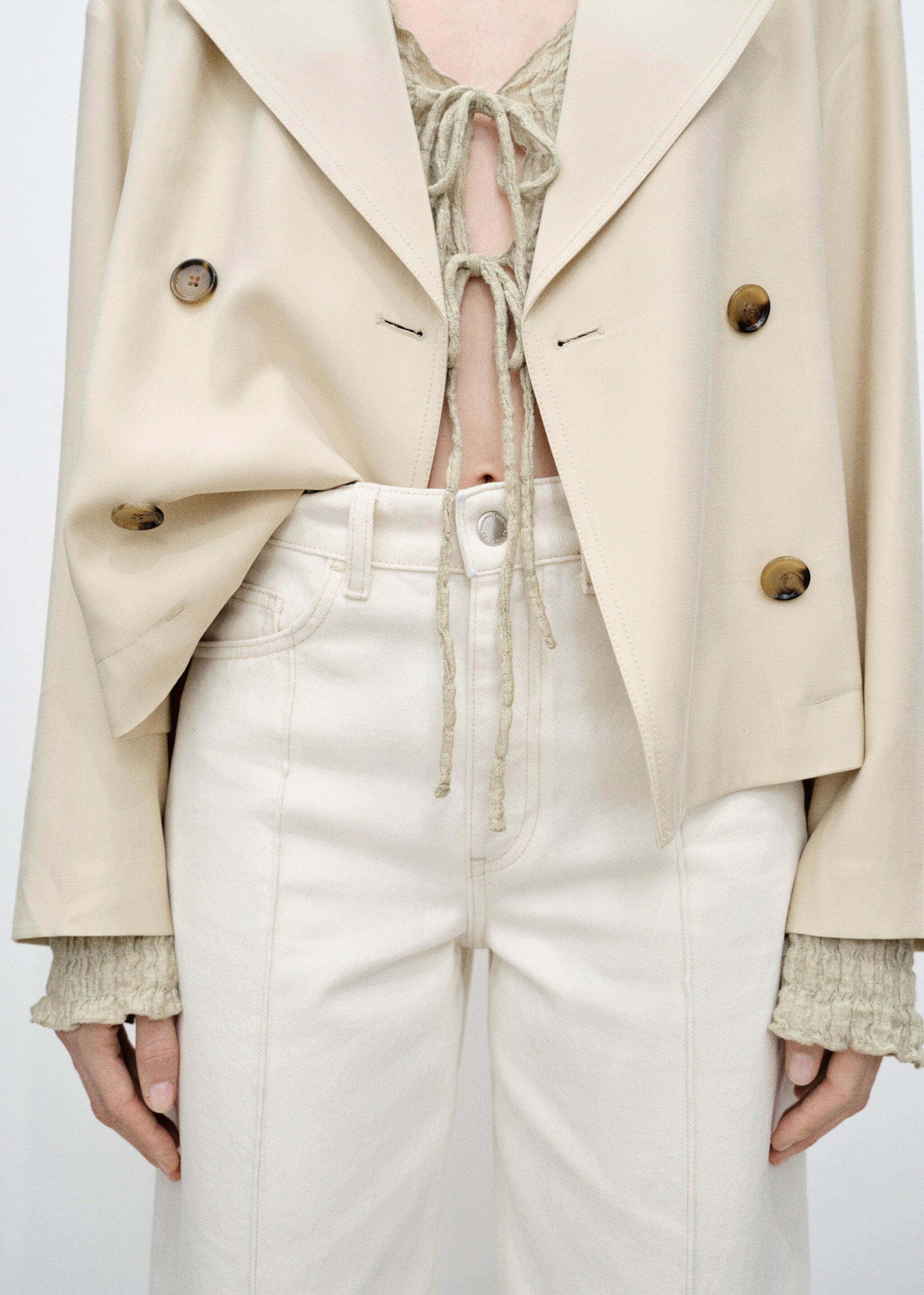 Wide-leg cropped jeans with seam detail - Details of the article 6