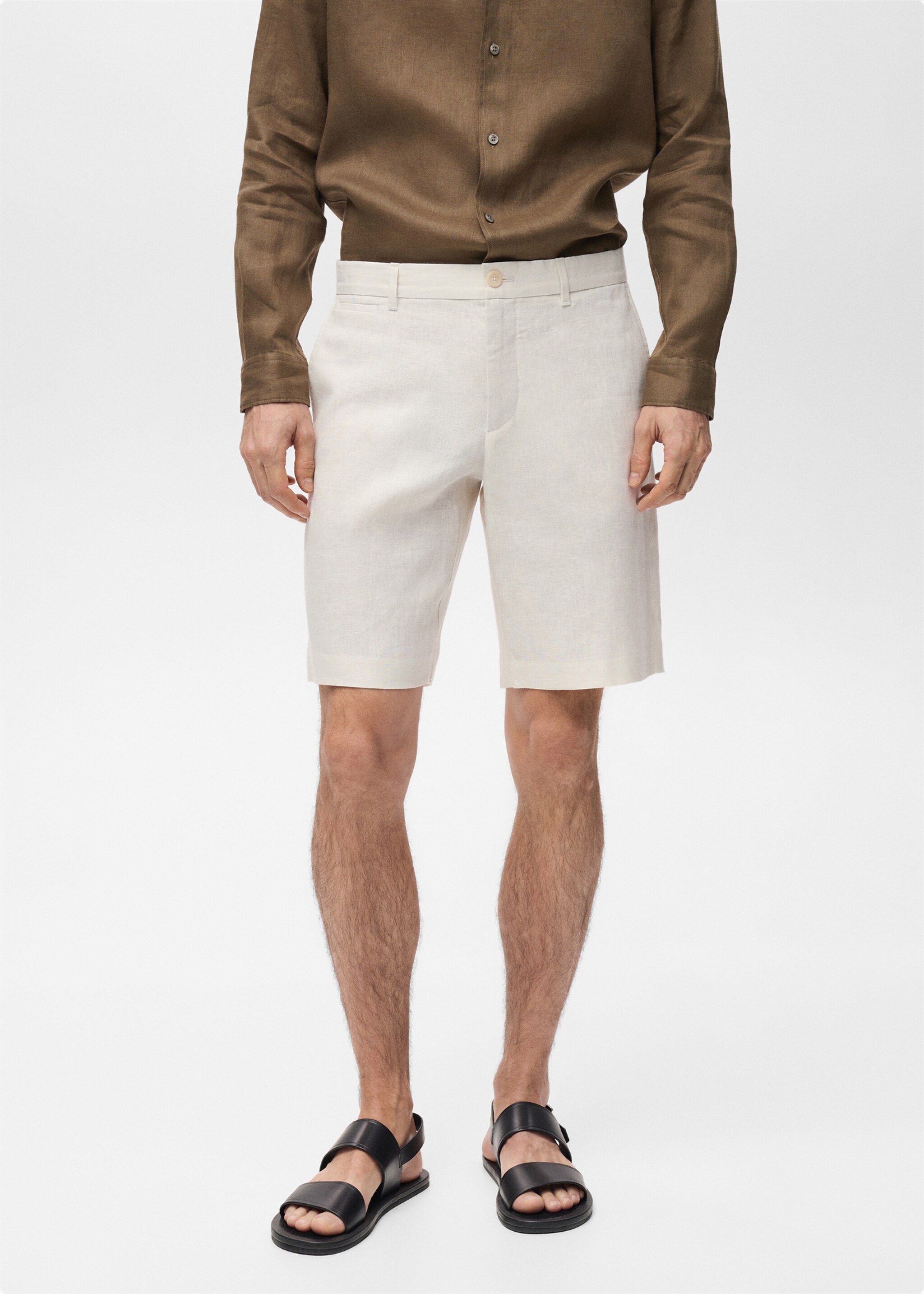 Slim-fit 100% linen bermuda shorts - Medium plane