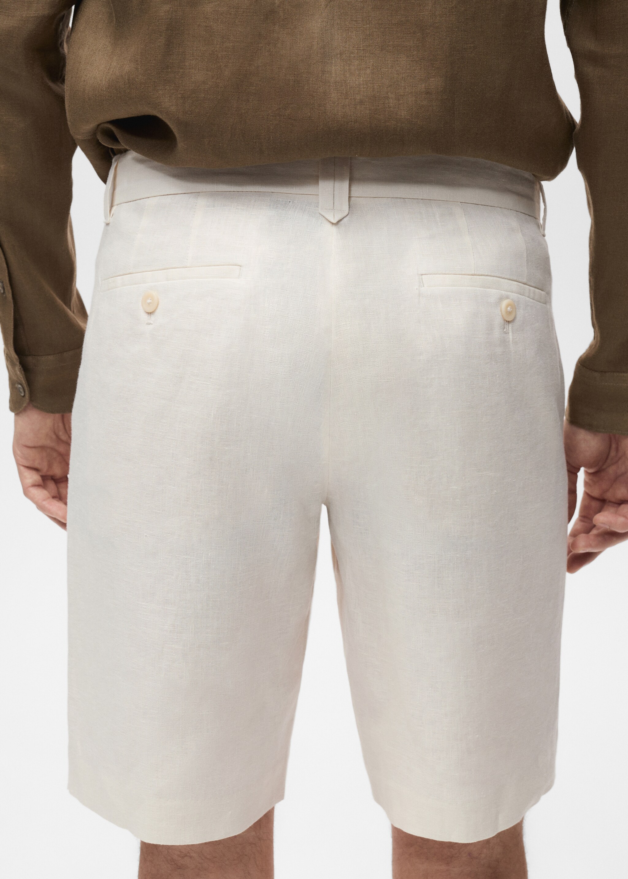 Slim-fit 100% linen bermuda shorts - Details of the article 6