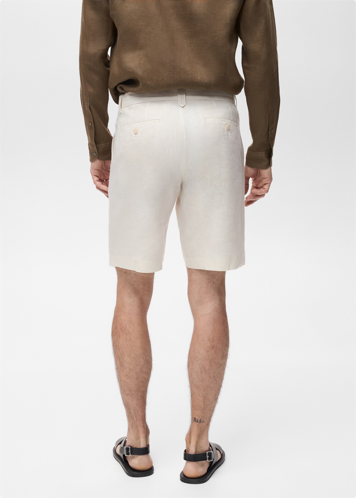 Slim-fit 100% linen bermuda shorts - Reverse of the article