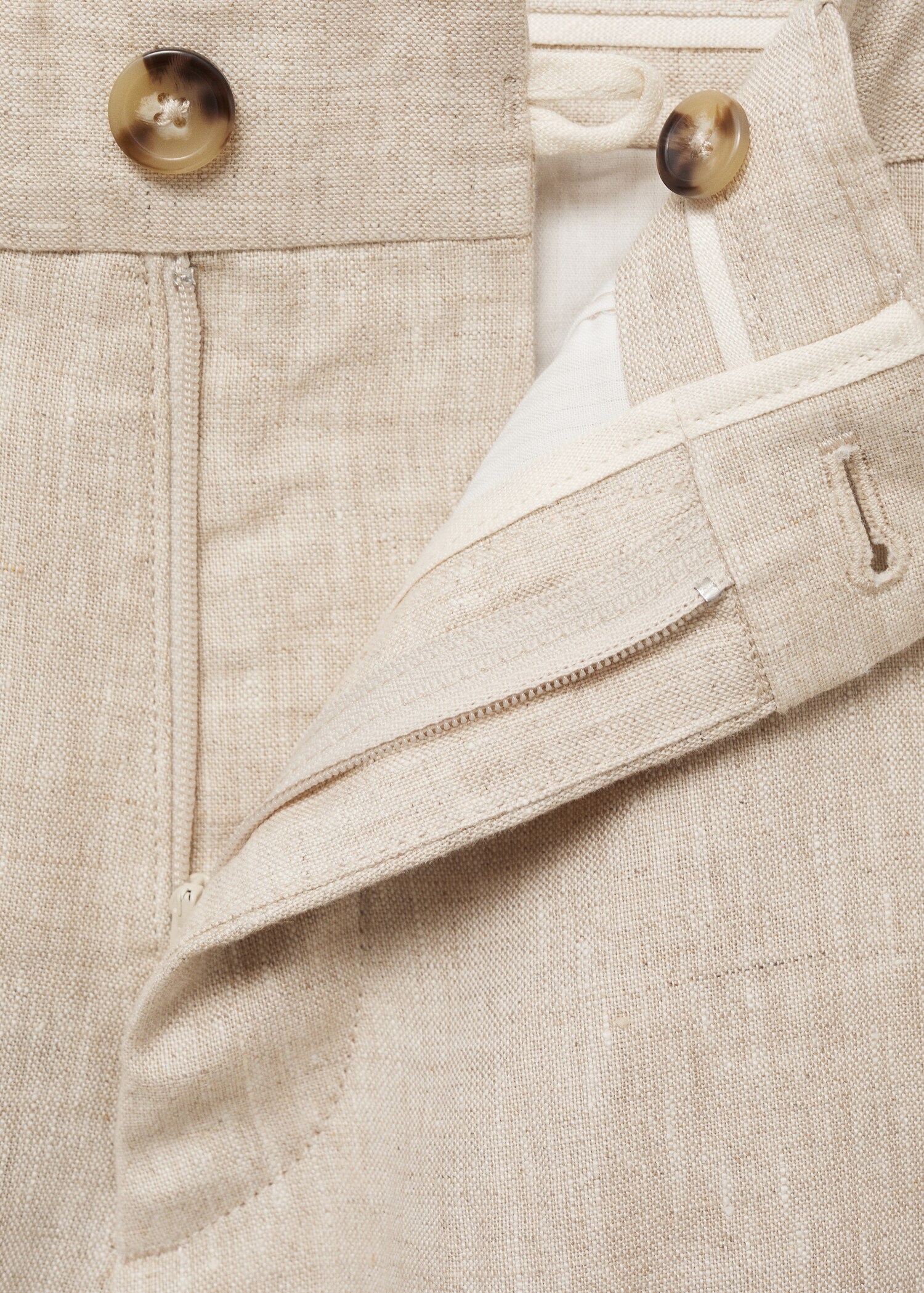 Slim-fit 100% linen bermuda shorts - Details of the article 0