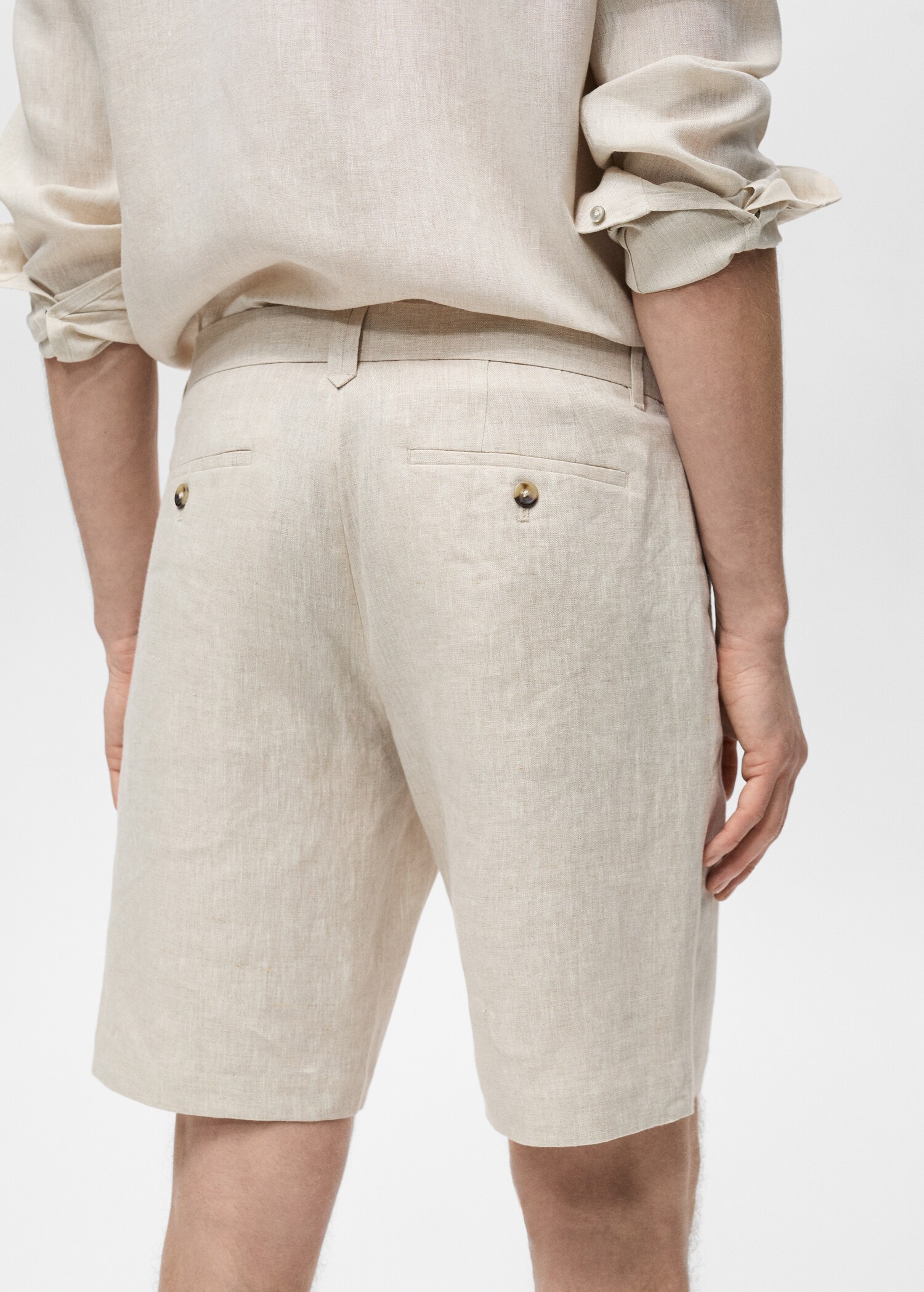 Slim-fit 100% linen bermuda shorts - Details of the article 2