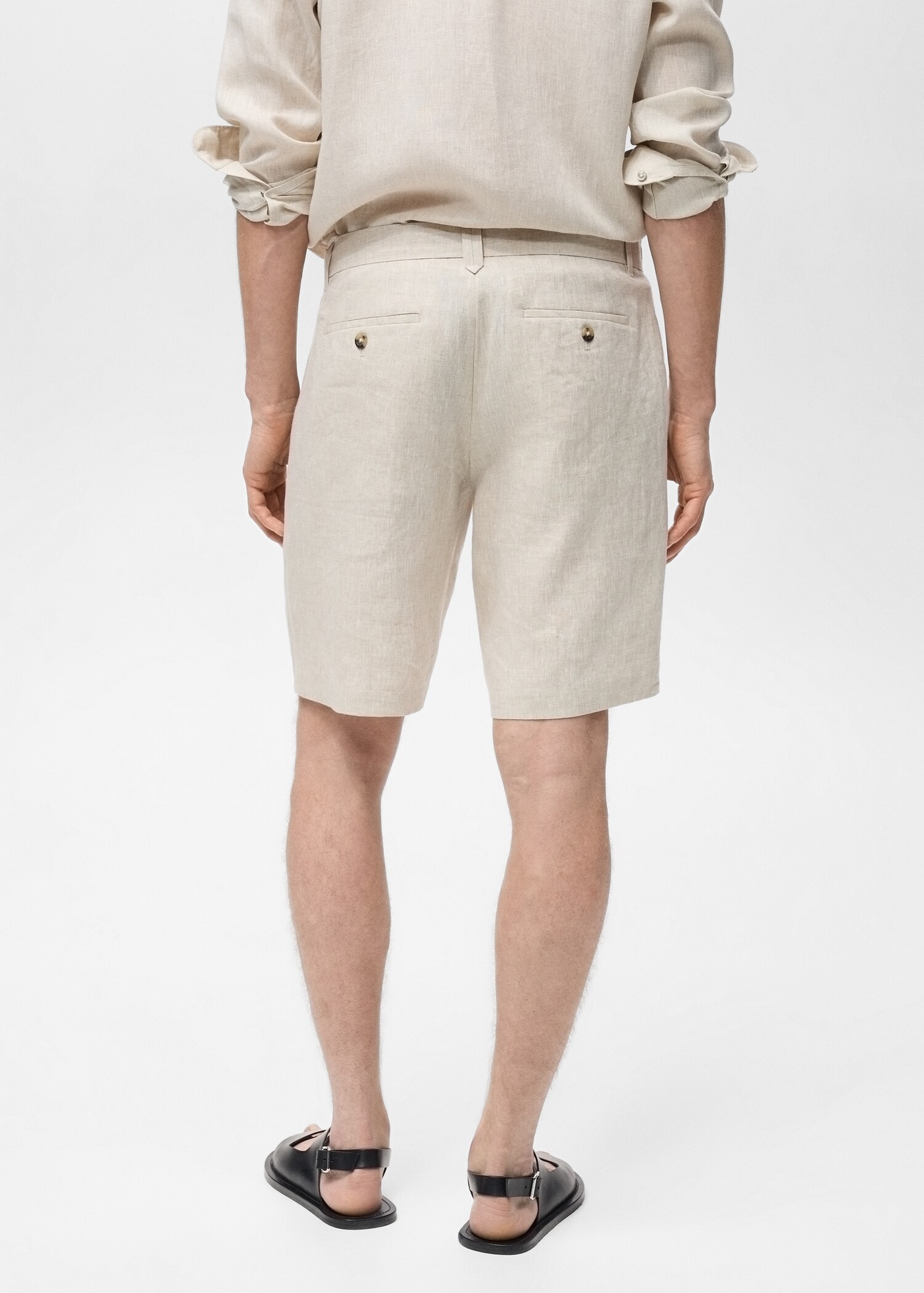 Slim-fit 100% linen bermuda shorts - Reverse of the article