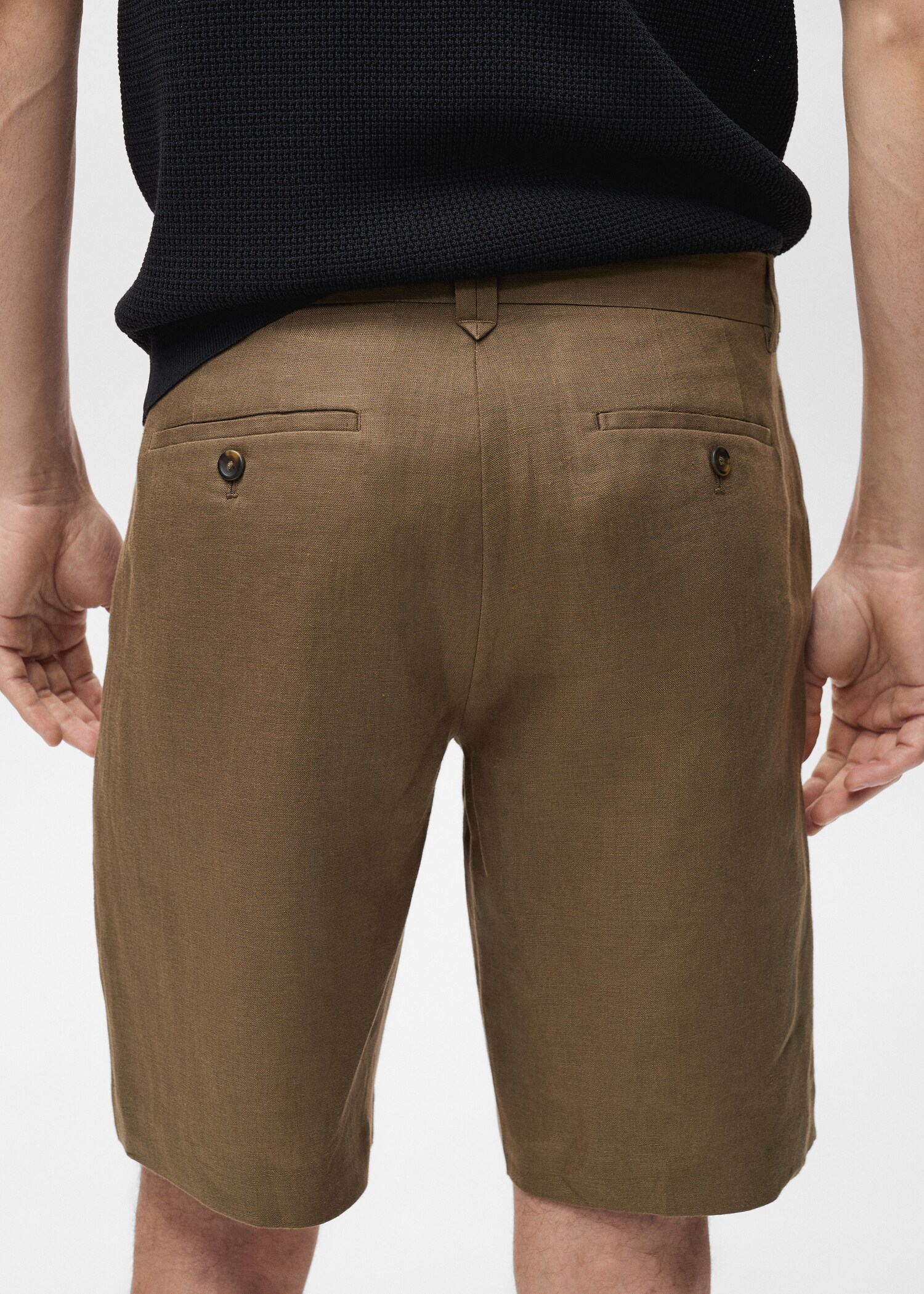 Slim-fit 100% linen bermuda shorts - Details of the article 6