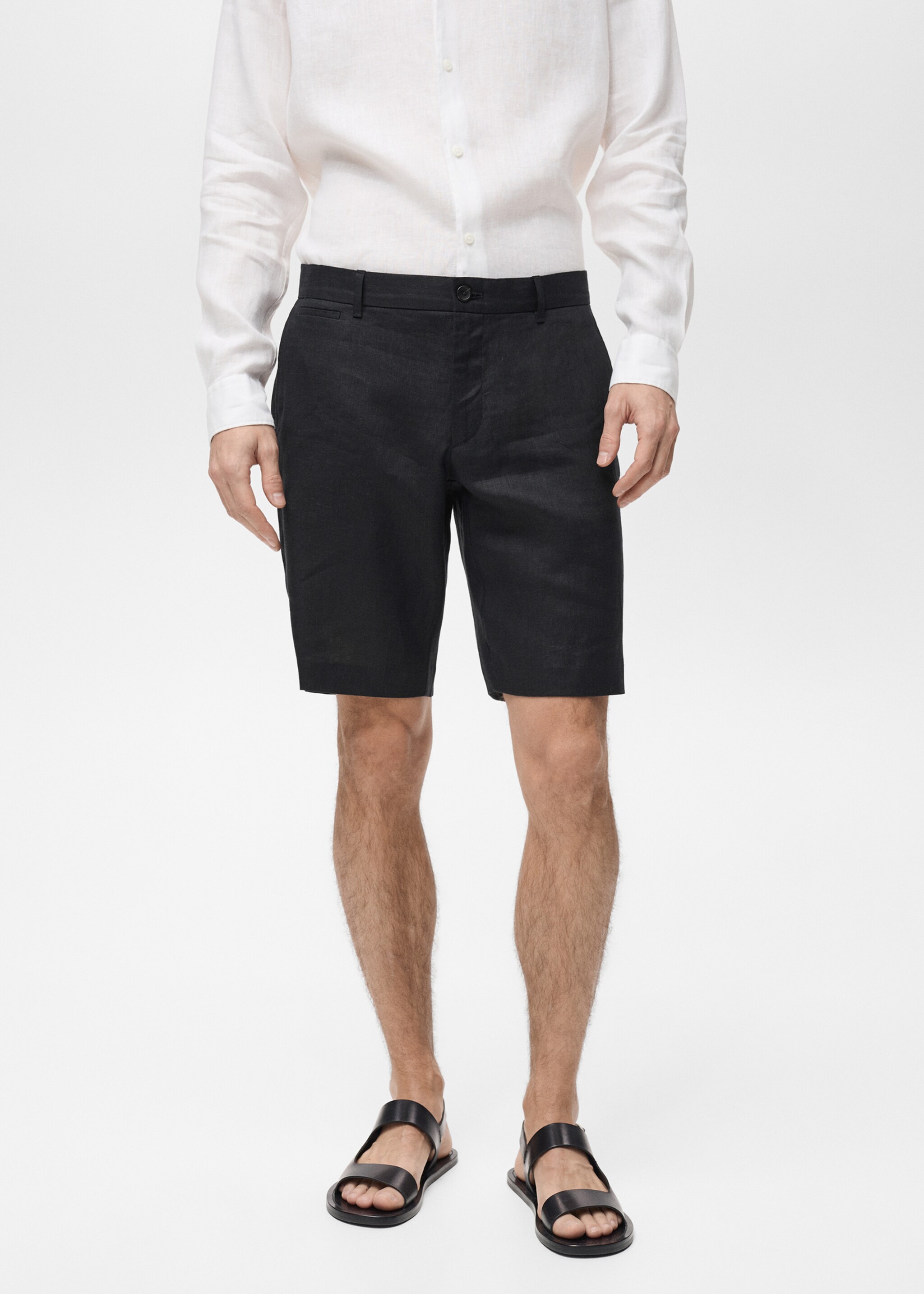 Bermuda slim-fit 100 % lin - Plan moyen