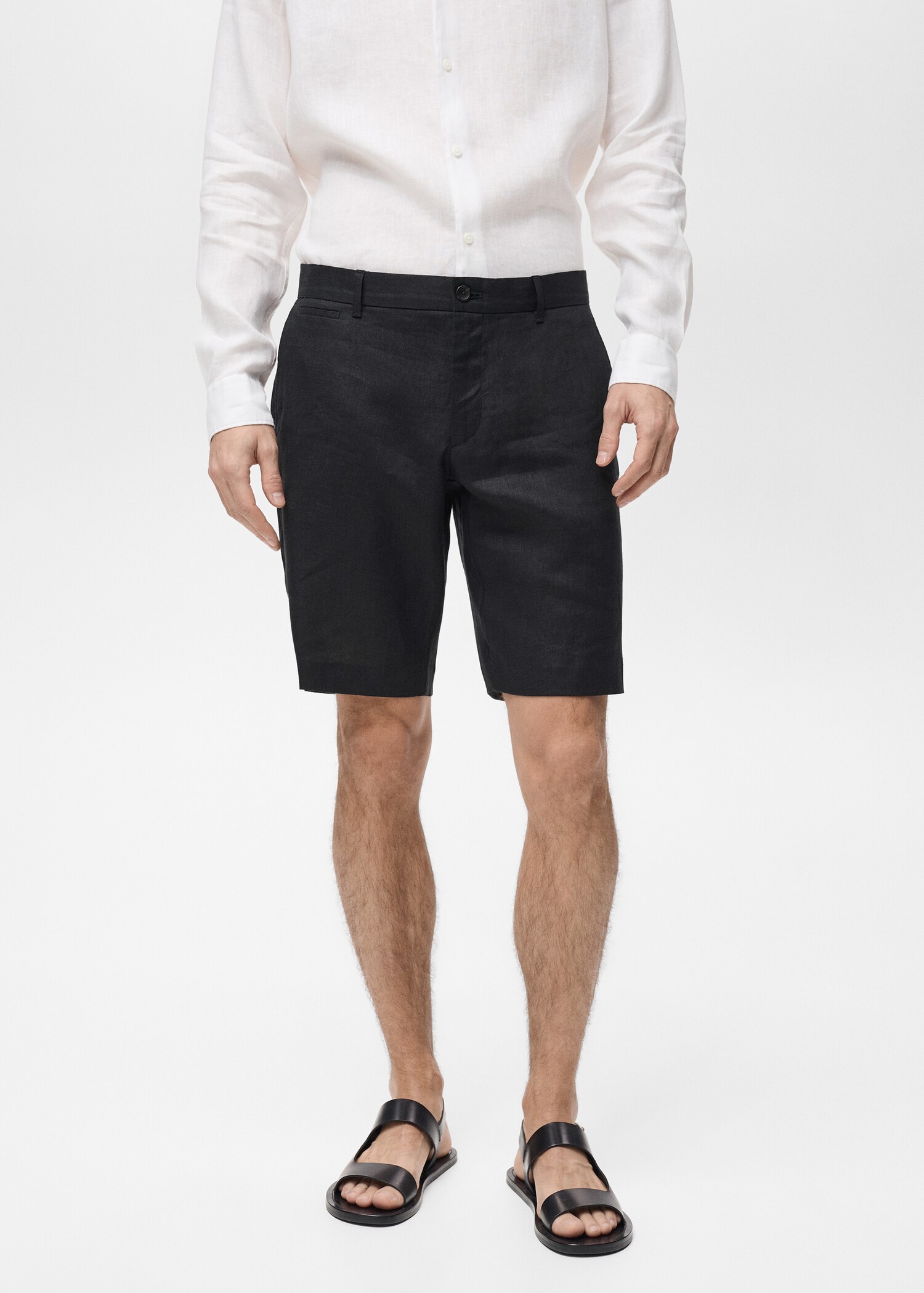 Bermuda slim-fit 100 % lin - Plan moyen