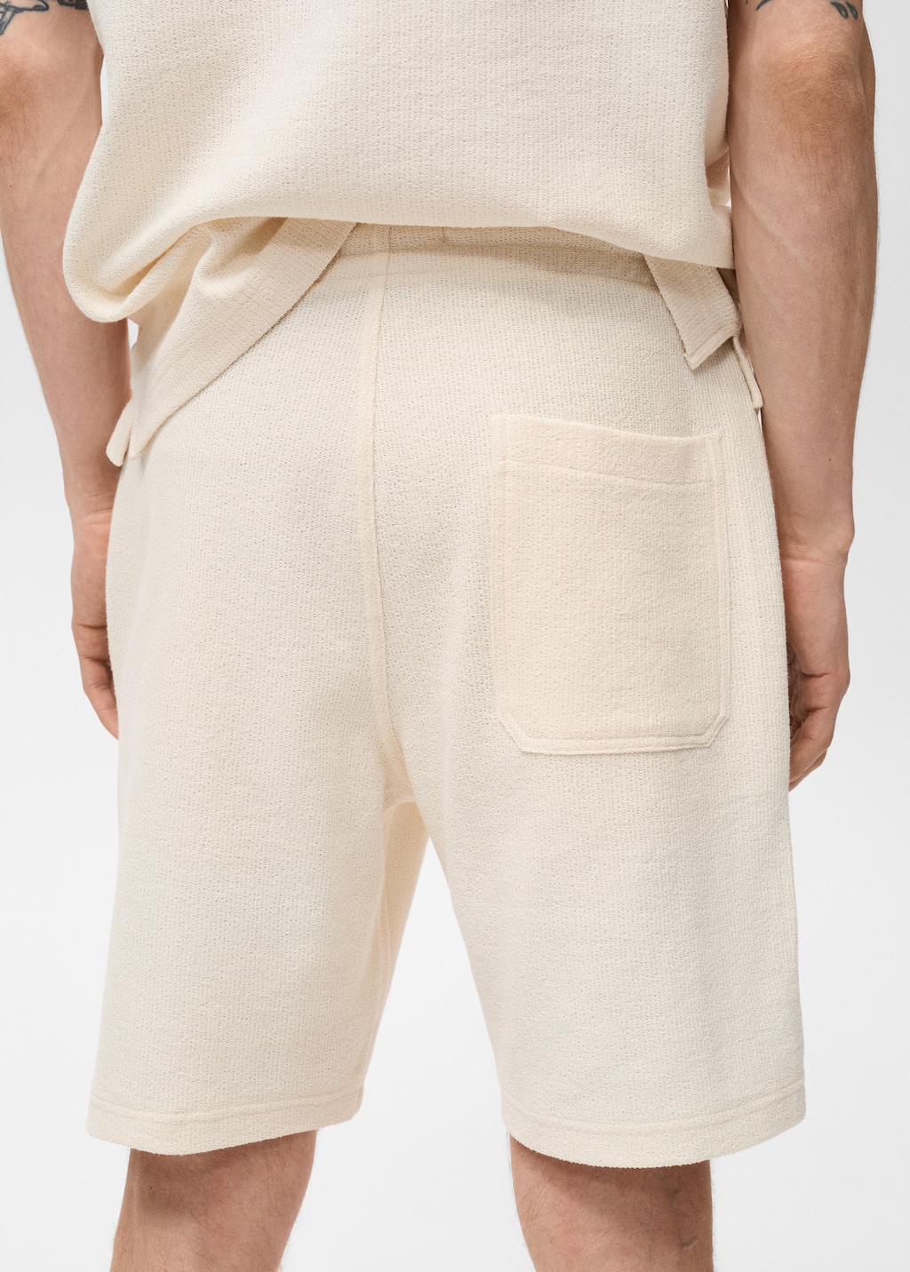 Textured cotton bermuda shorts with drawstring - Men | MANGO Textured cotton bermuda shorts with drawstring - Men | MANGO