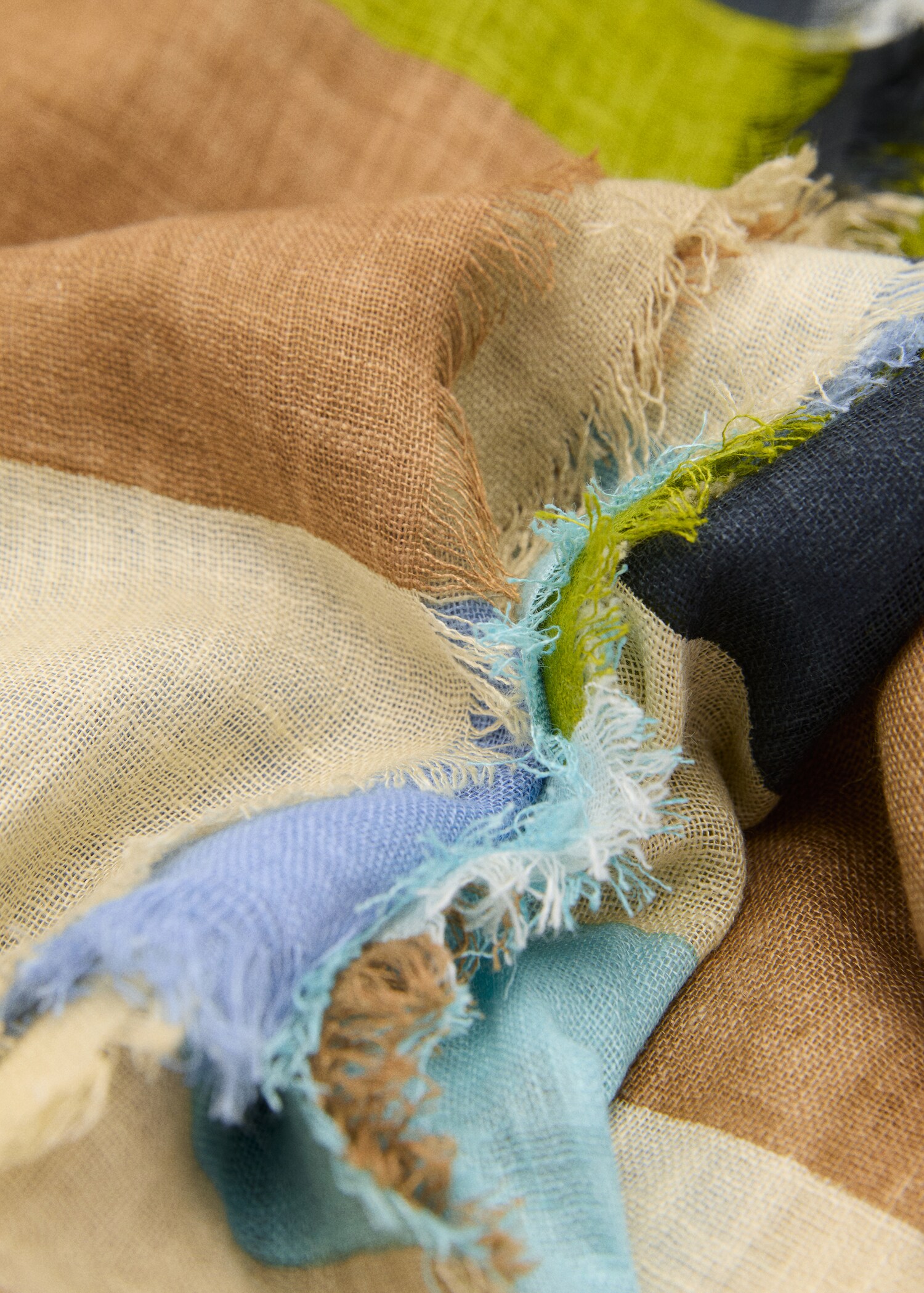 Striped linen-blend scarf - Medium plane
