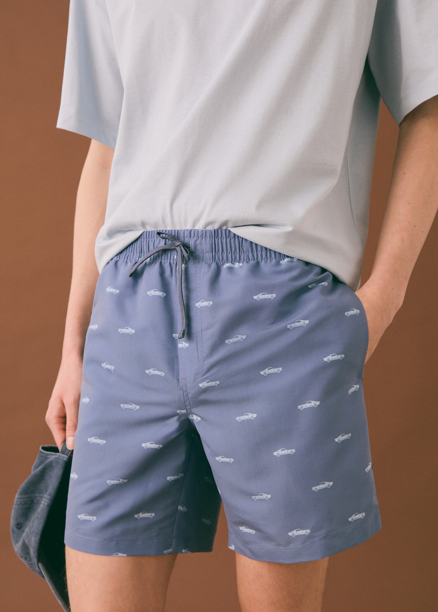 Printed swimsuit with drawstring - Details of the article 1