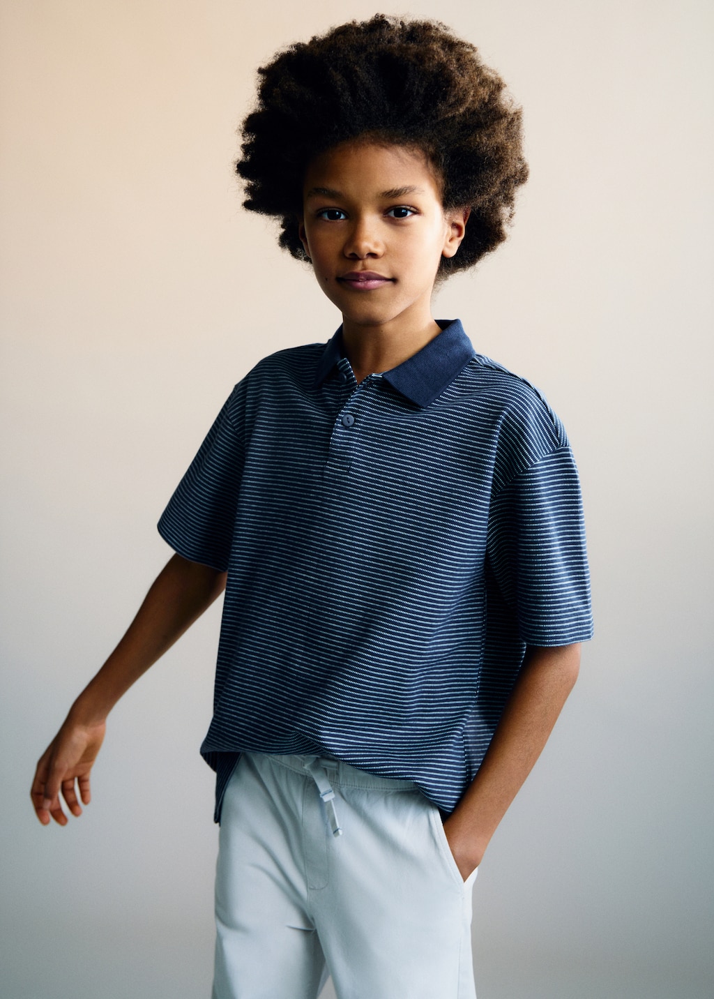 Striped cotton polo shirt