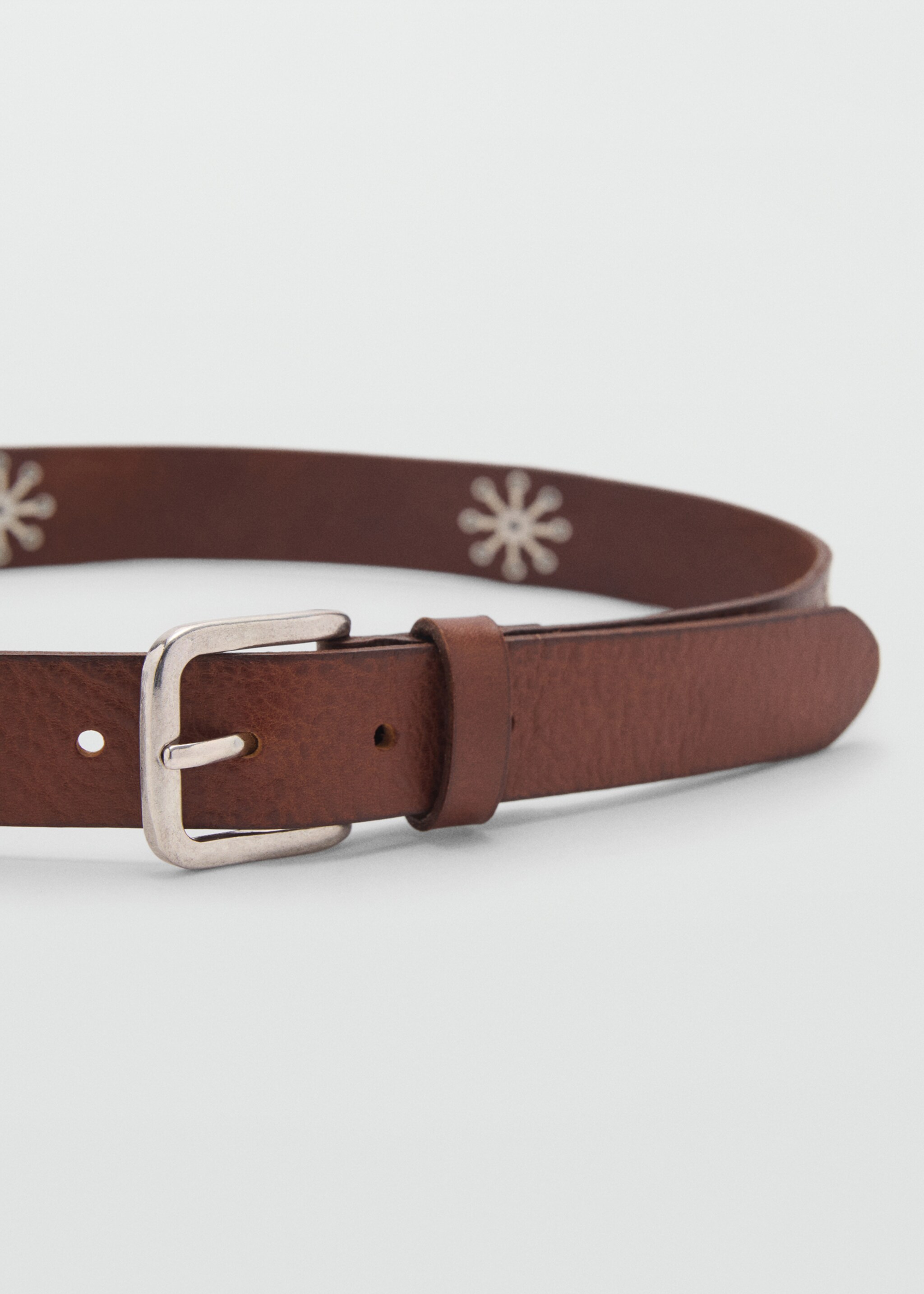 Leather belt with embroidered details - Medium plane