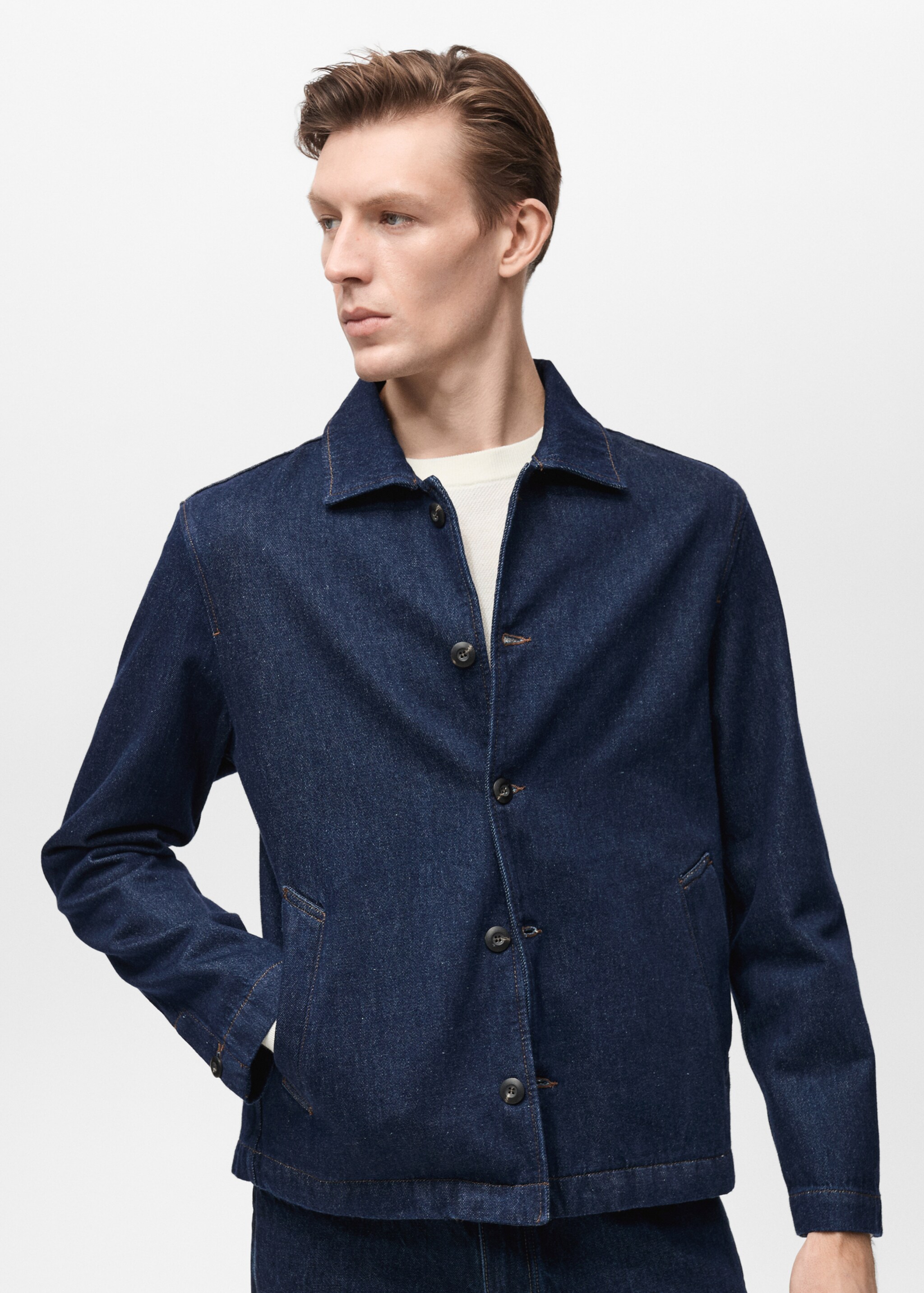 Regular-fit denim overshirt - Medium plane