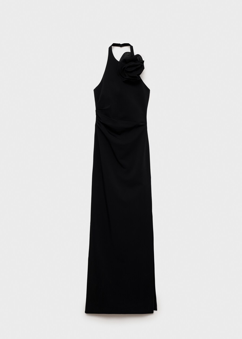 Draped halter-neck dress with flower motif - image 4