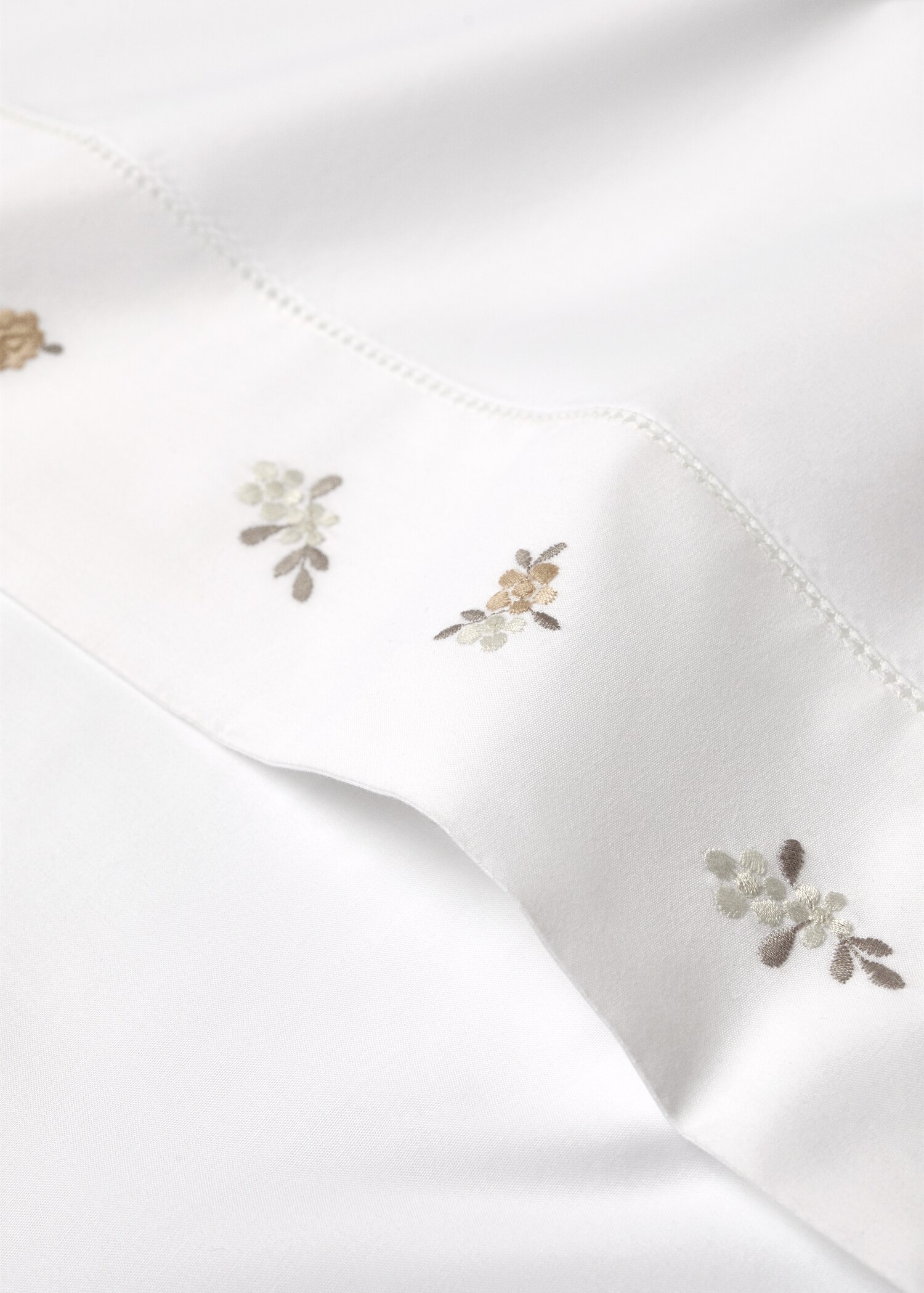 Drap plat enfant percale de coton fleur brodée lit 90 cm - Détail de l'article 1