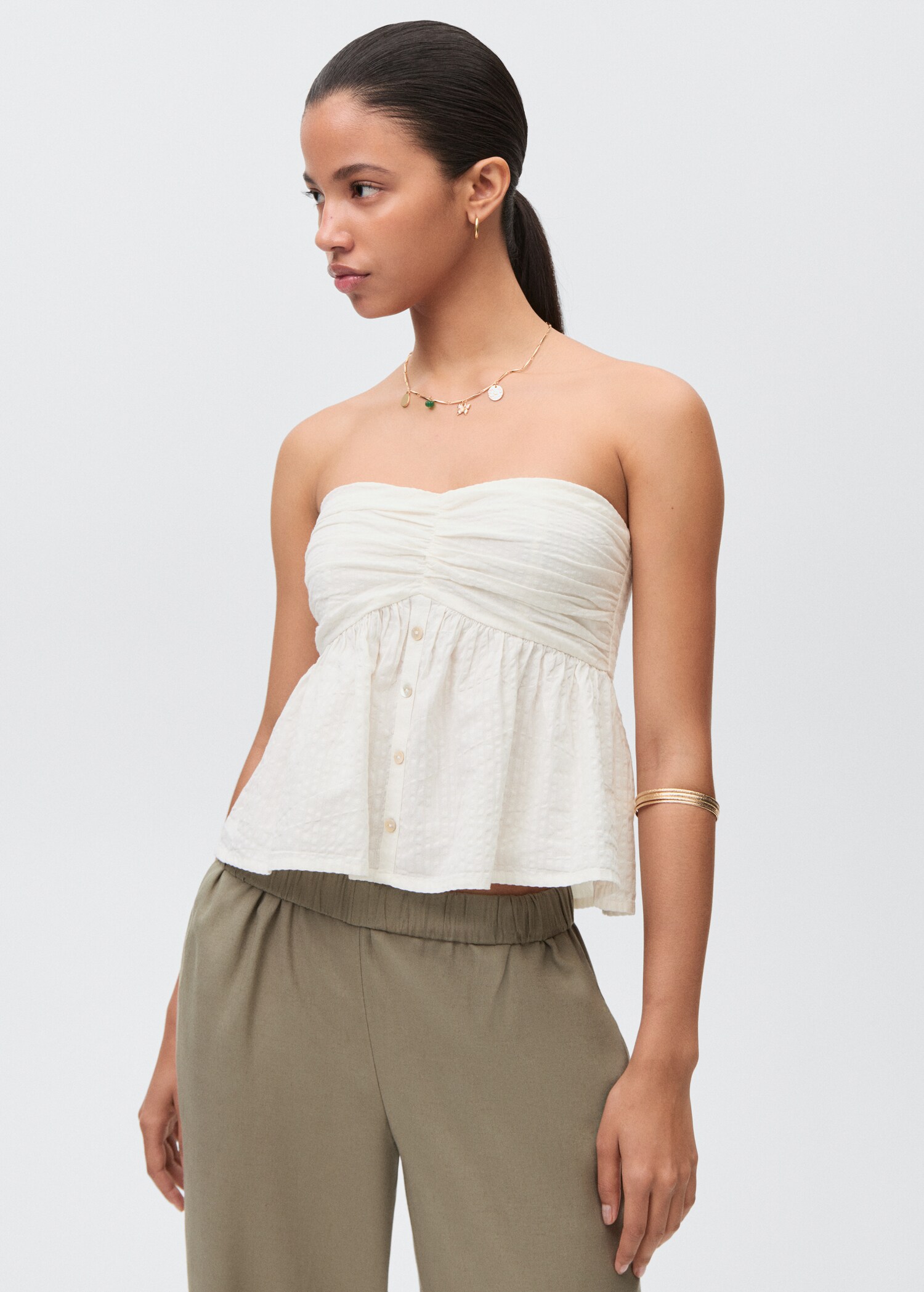 Ruched strapless top - Medium plane