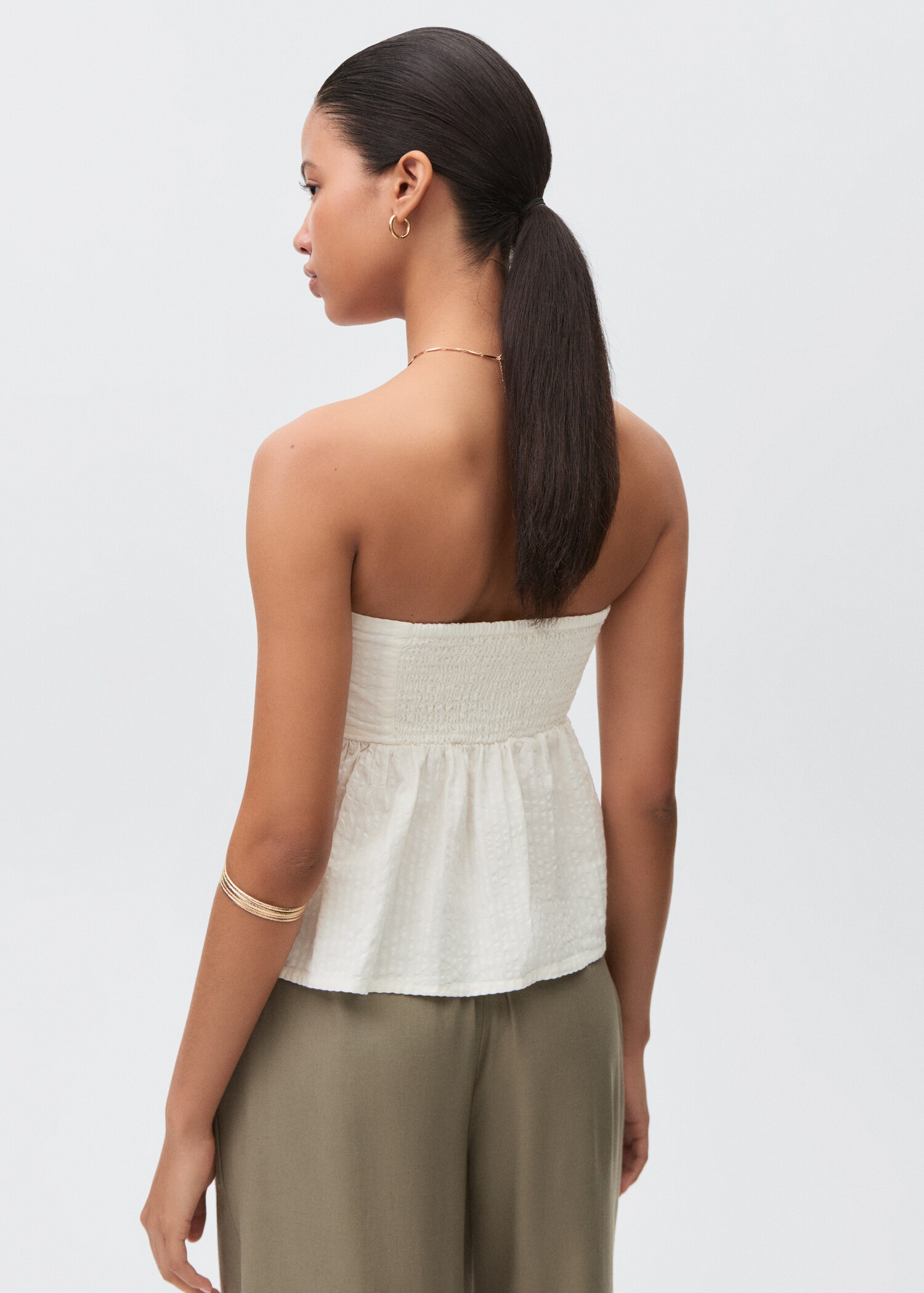 Ruched strapless top - Reverse of the article