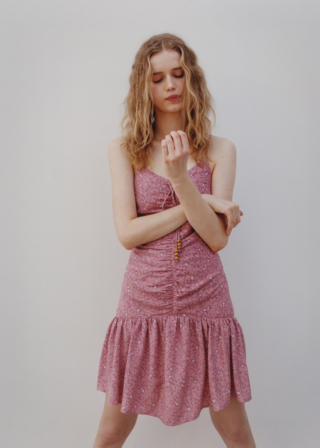 Printed ruched dress