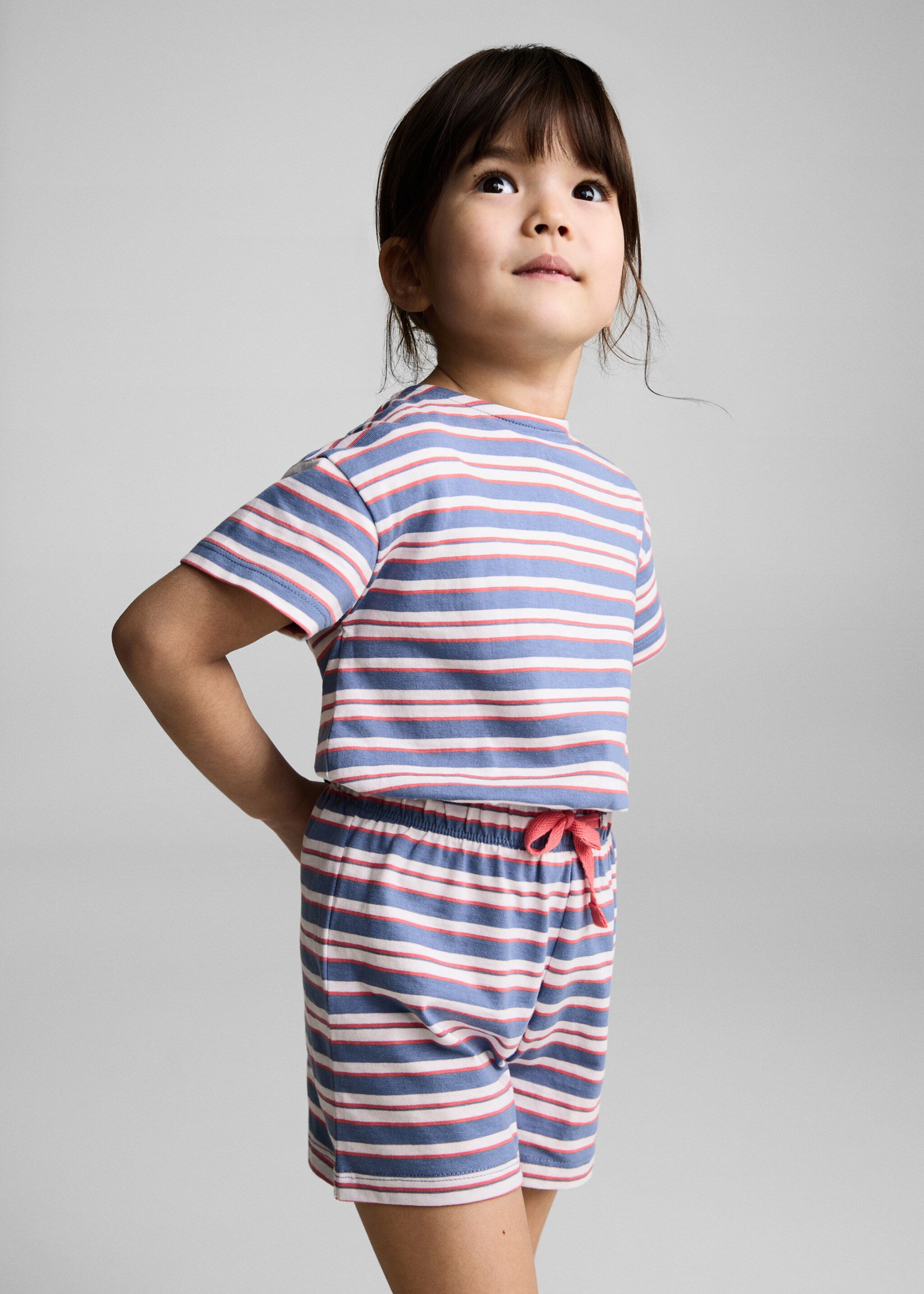 Short striped jumpsuit with drawstring - Medium plane