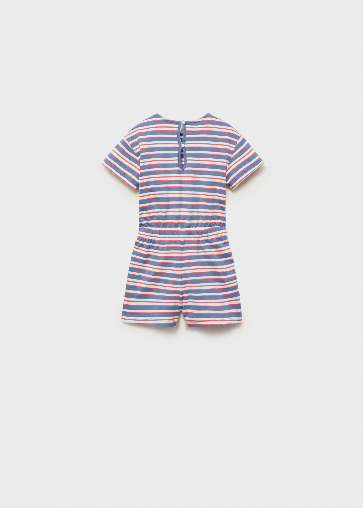 Kurzer Baumwoll-Jumpsuit mit Streifenmuster - Rückseite des Artikels