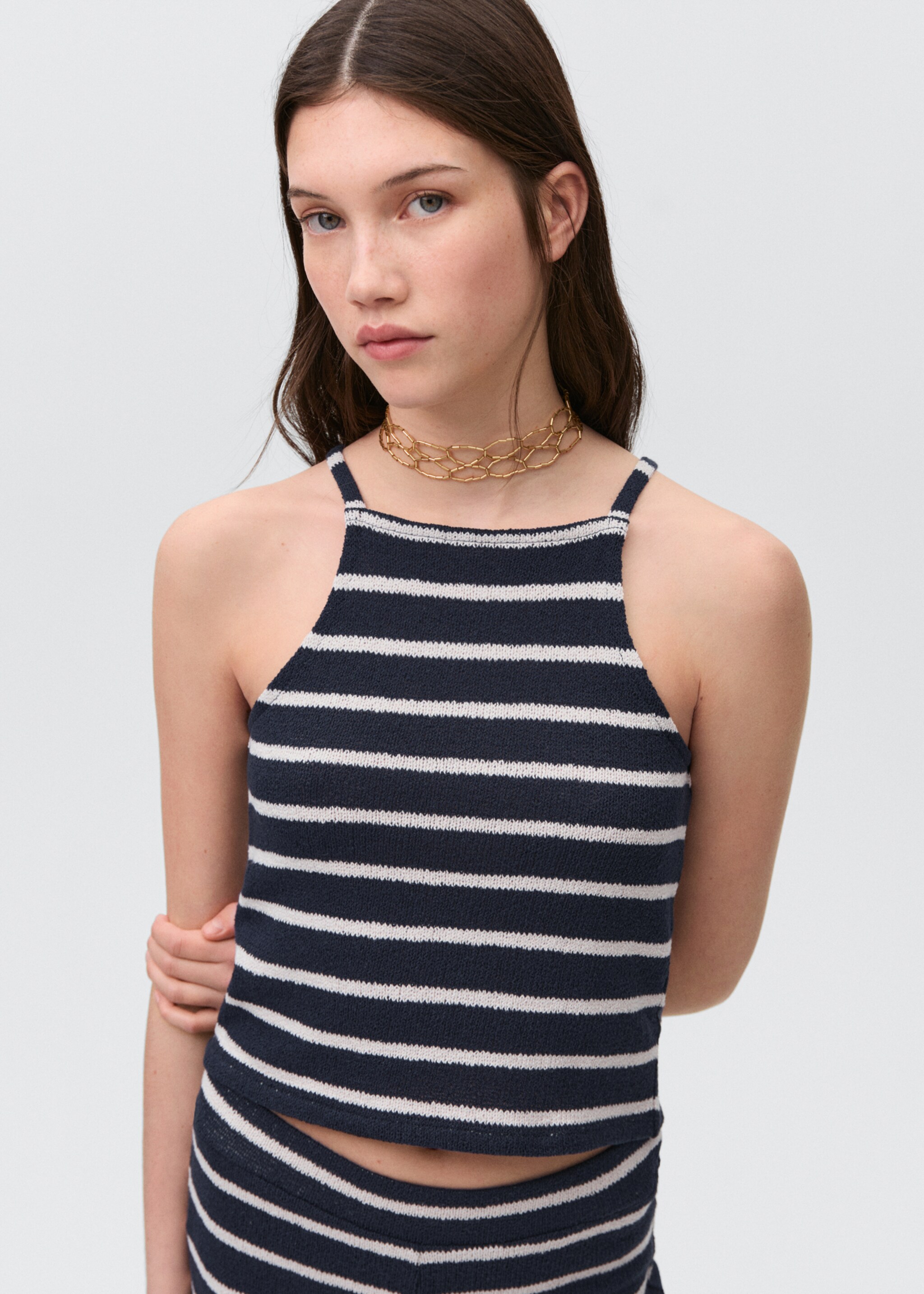 Striped halter-neck top - Medium plane