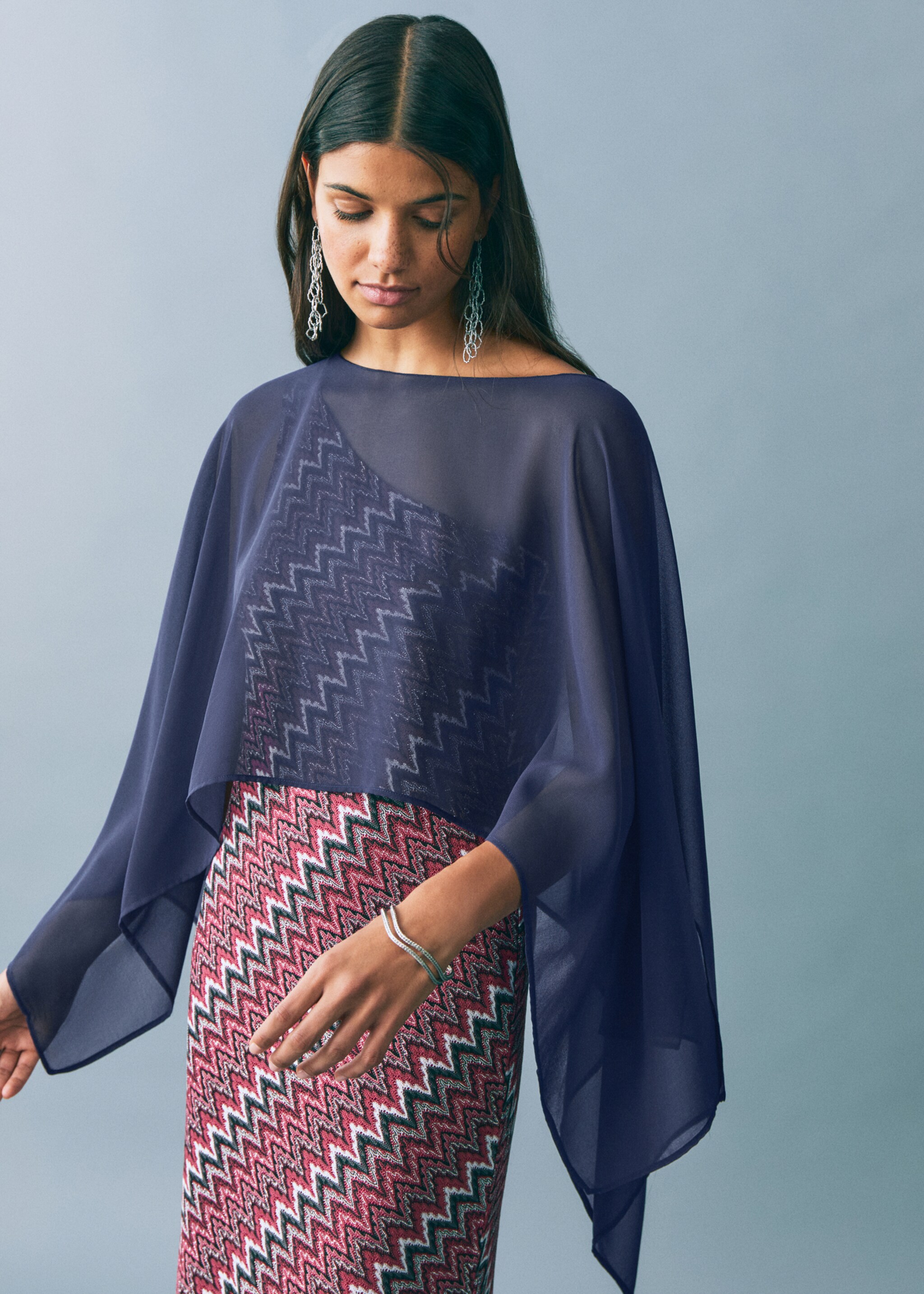 Top mit Chiffonlage - Mittlere Ansicht