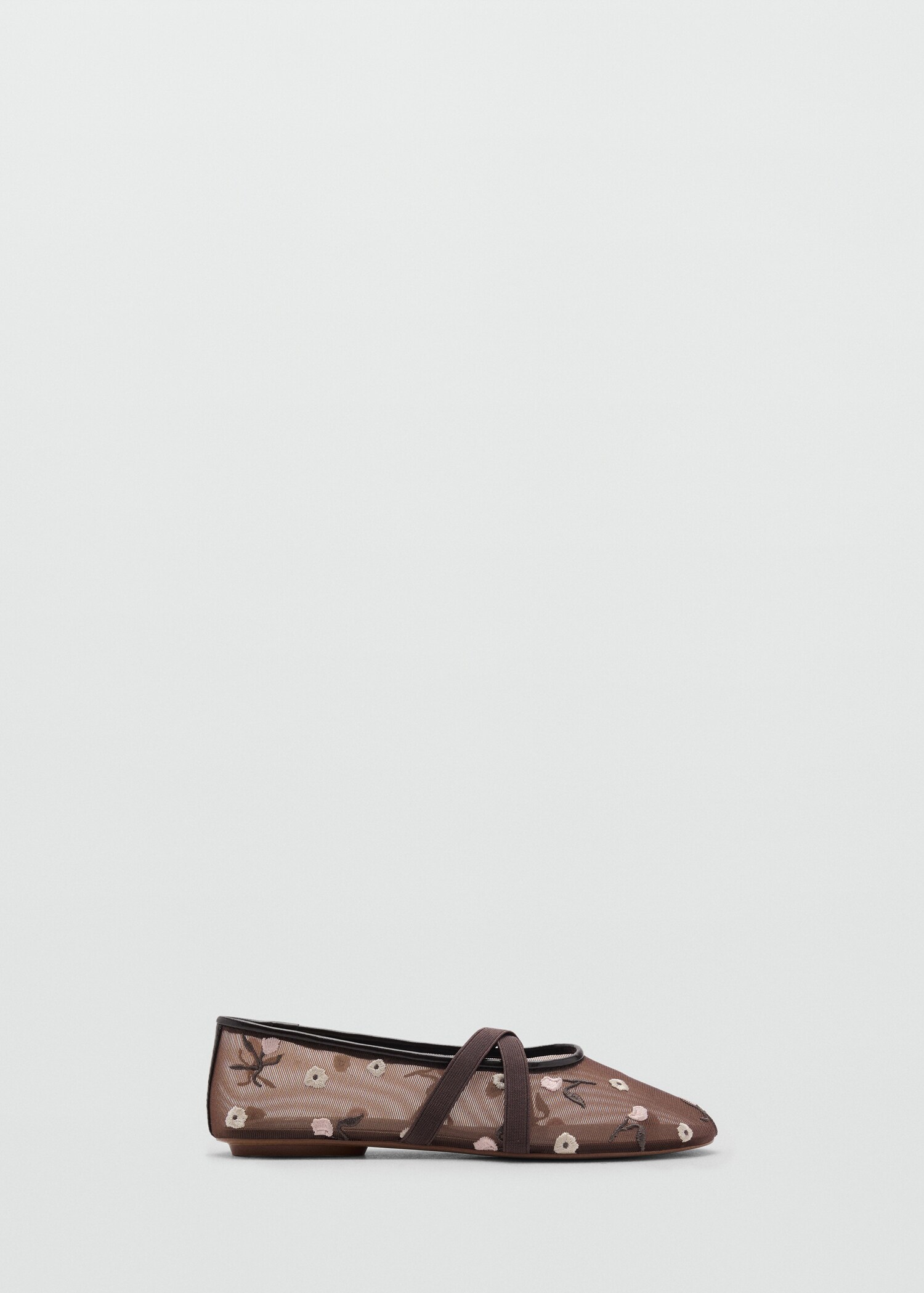 Ballet flats with cross straps with embroidered flowers - Article without model
