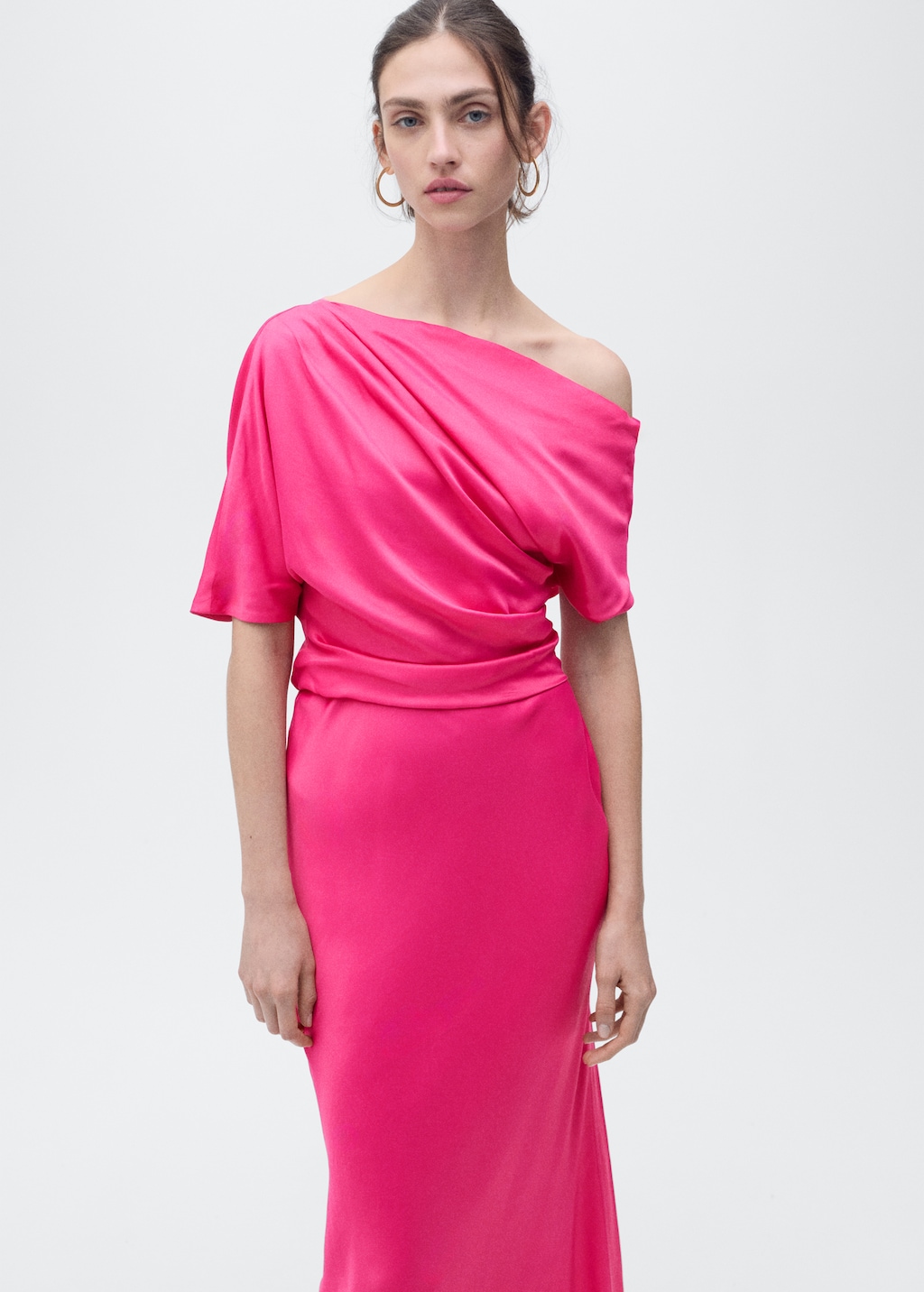 Mango Draped asymmetrical midi-dress