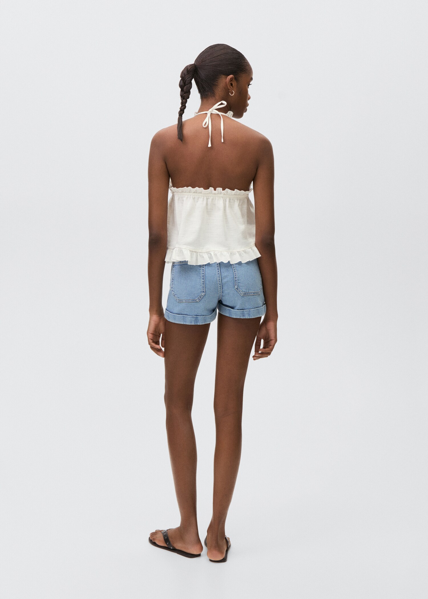 Short en jean à revers - Verso de l’article