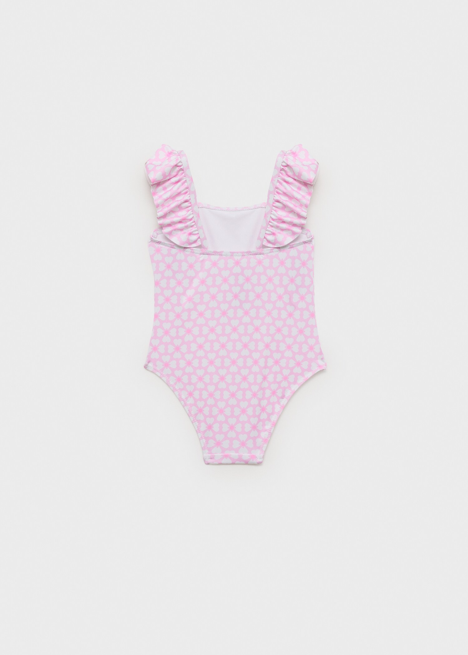 Printed swimsuit with ruffled straps - Reverse of the article