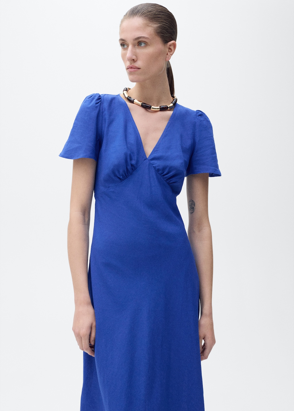 Mango Floral linen-blend dress