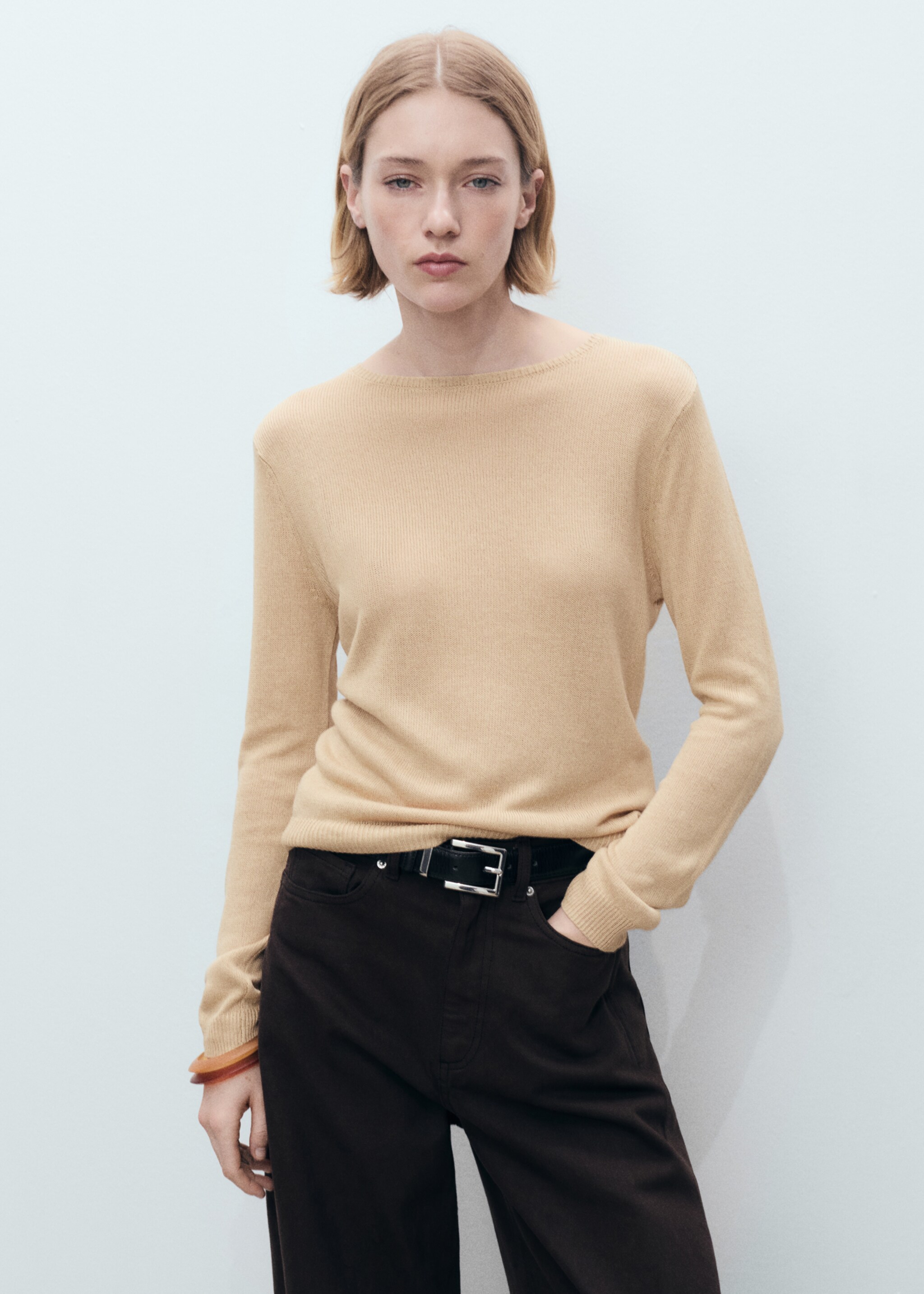 Linen-blend boat-neck sweater - Medium plane