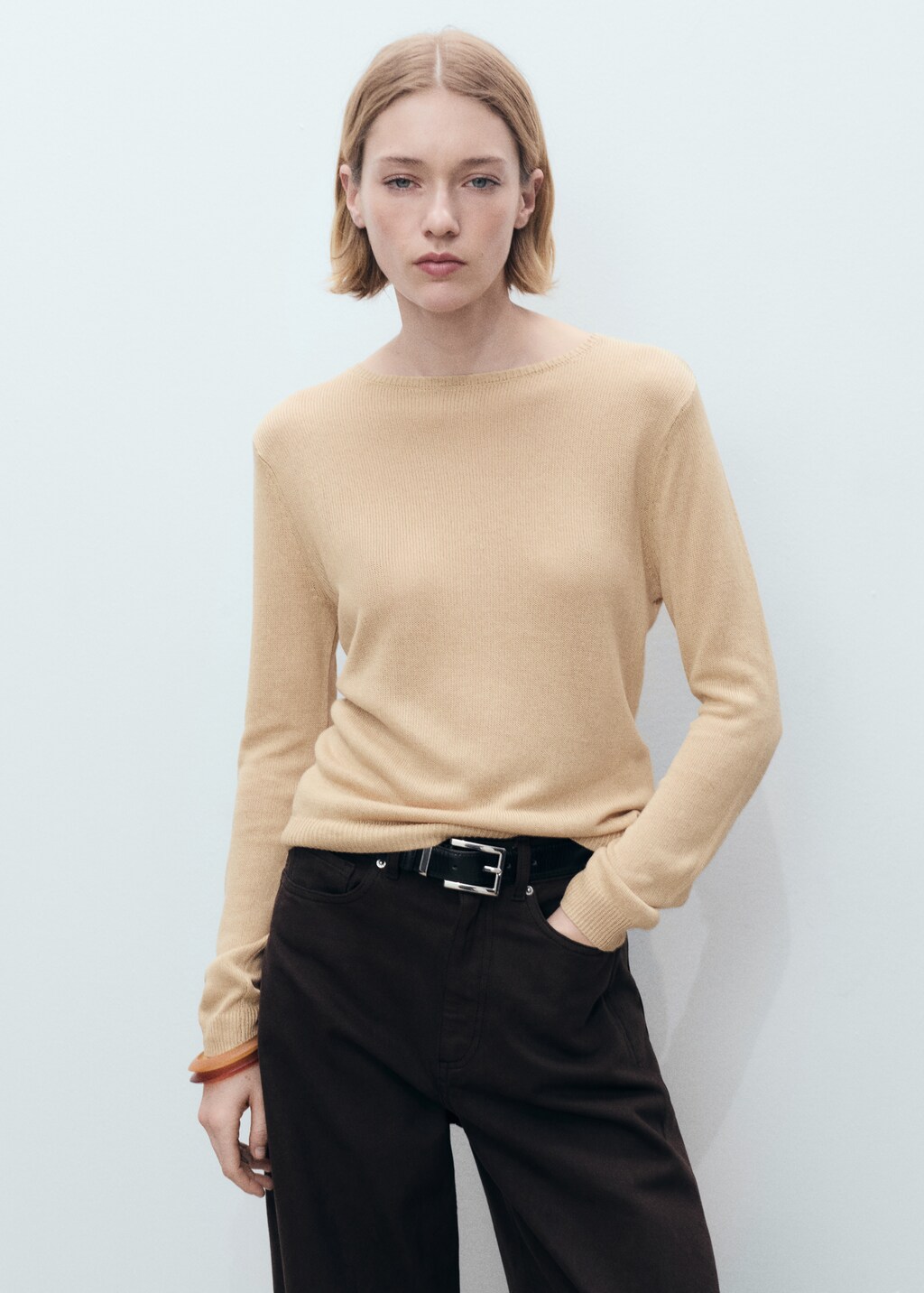 Linen-blend boat-neck sweater