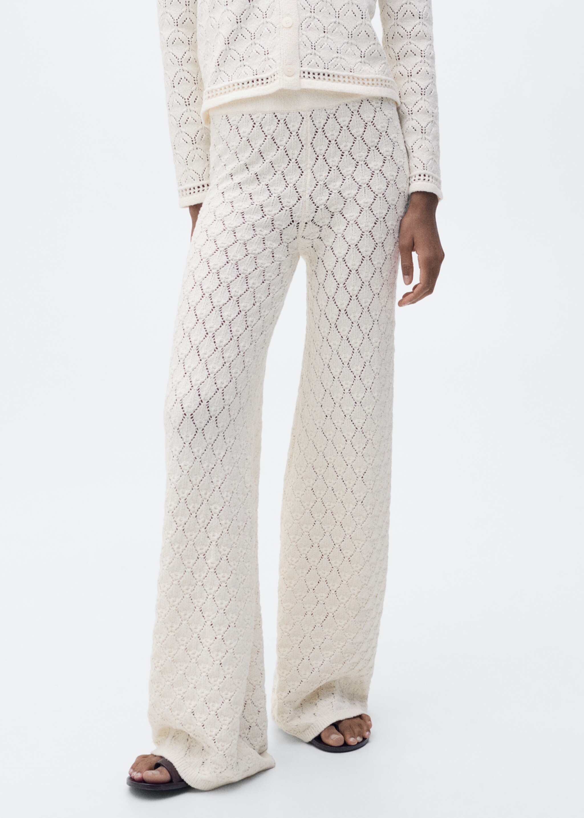 Straight openwork knit pants - Medium plane
