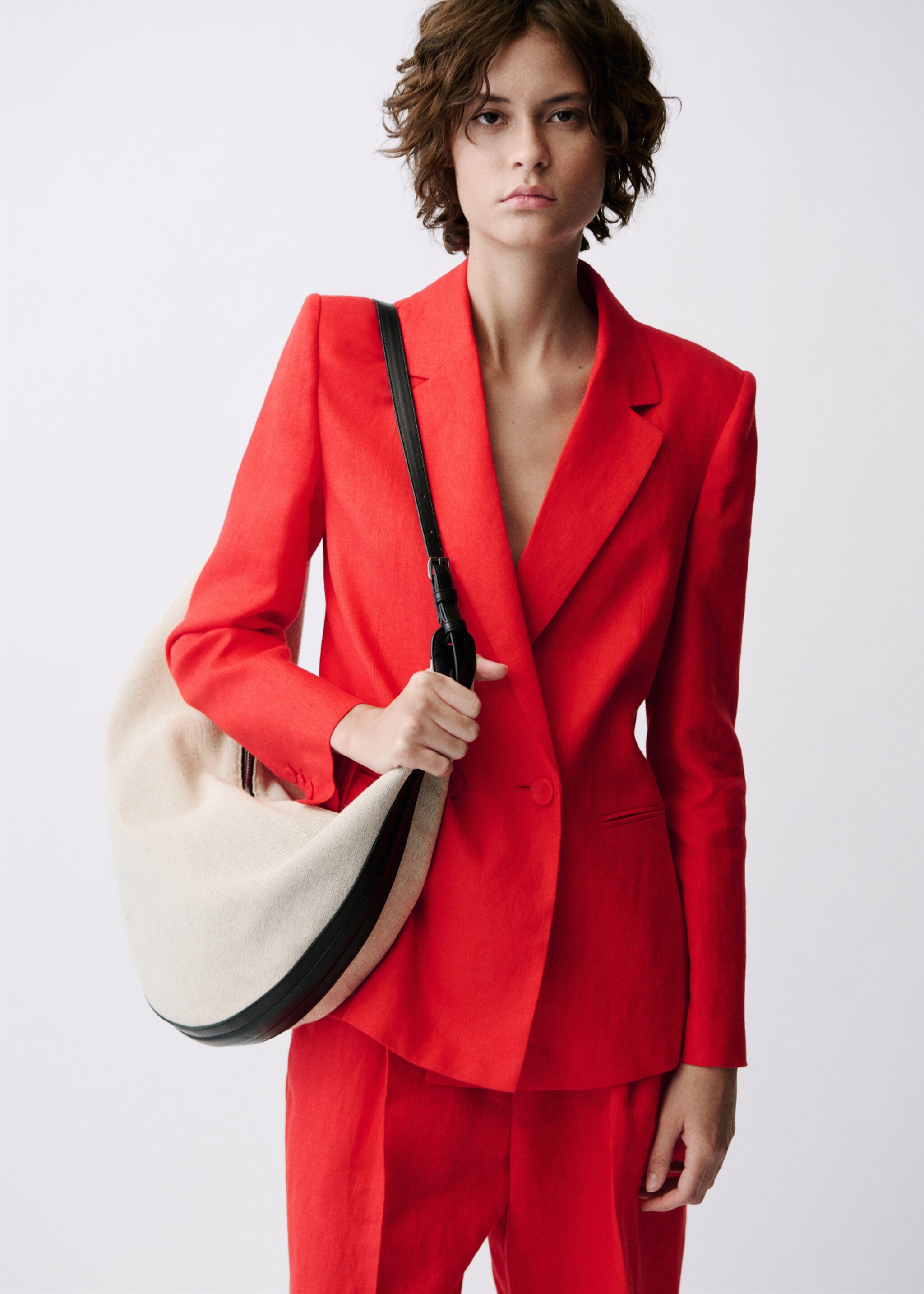 Double-breasted linen suit jacket - Medium plane