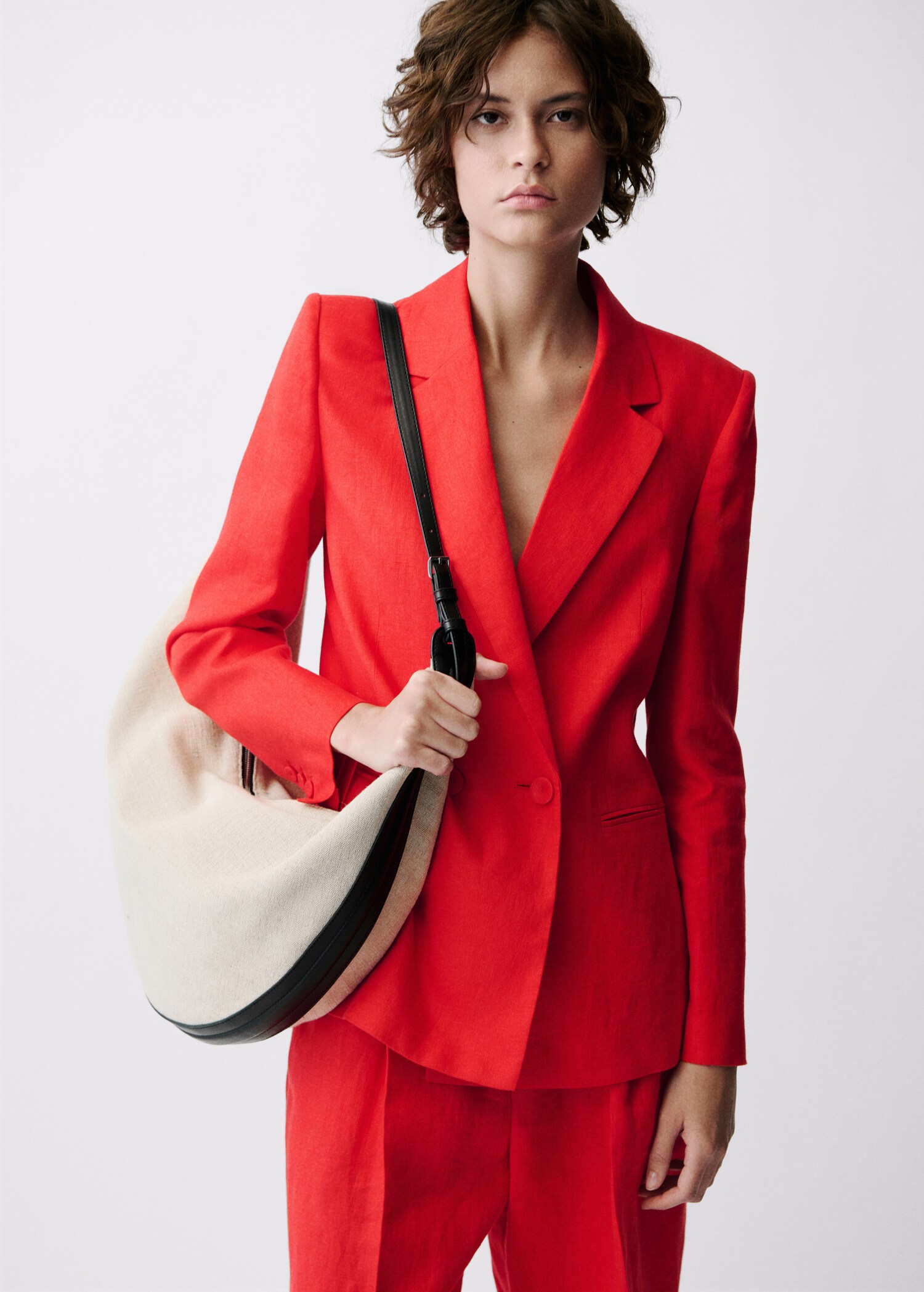 Double-breasted linen suit jacket - Medium plane