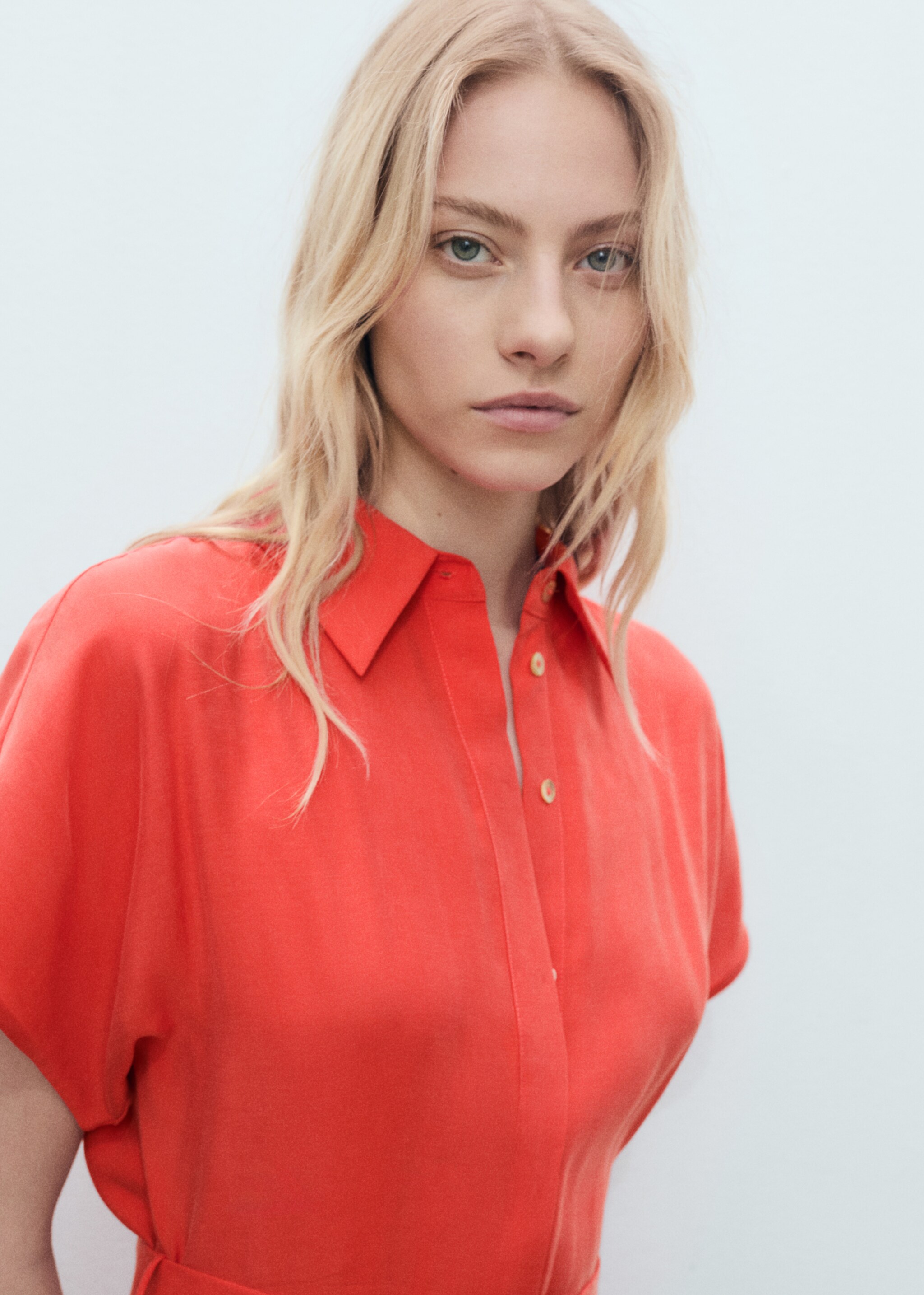 Flared midi-dress with belt - Details of the article 1