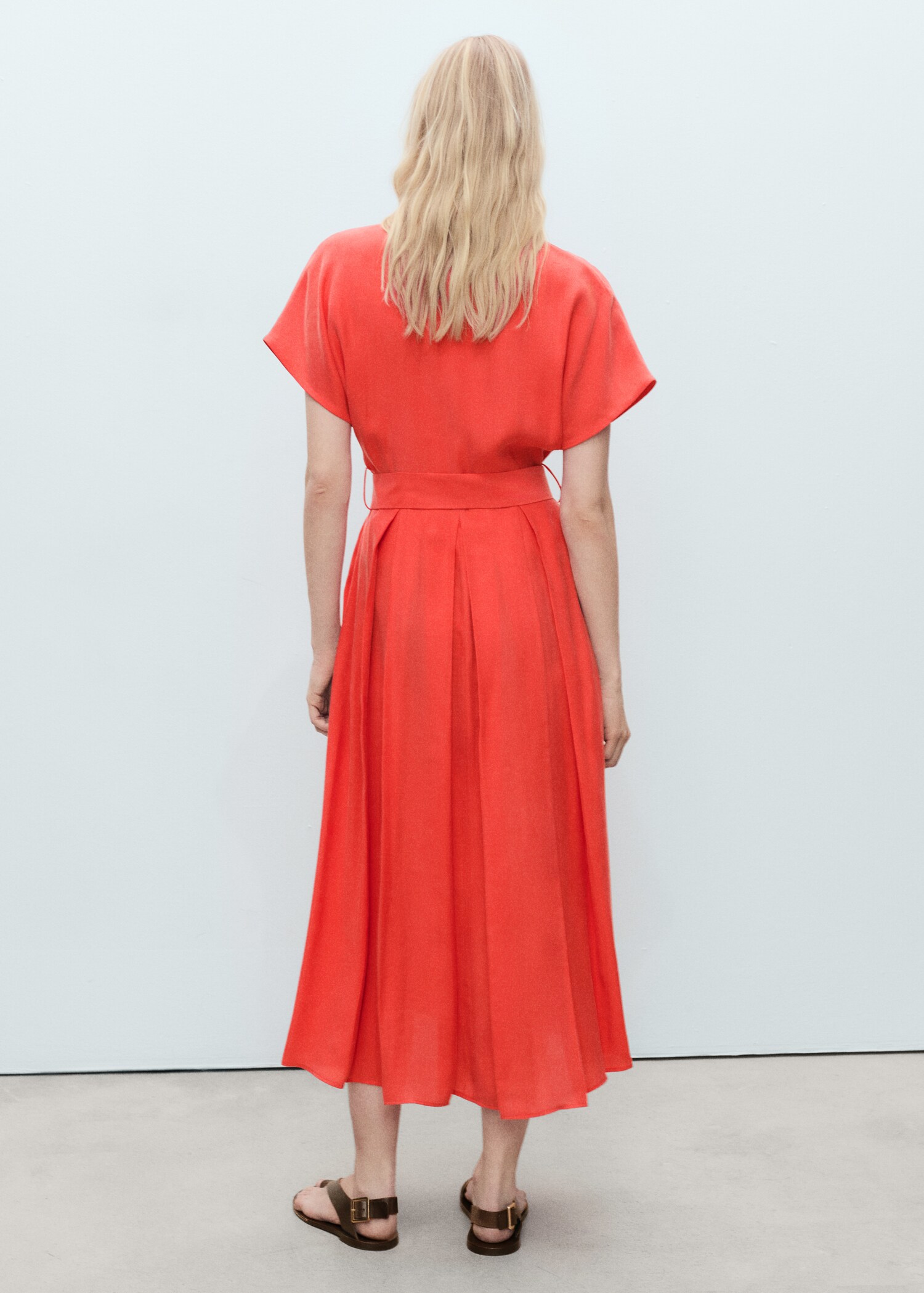 Vestido midi evasé cinturón - Reverso del artículo