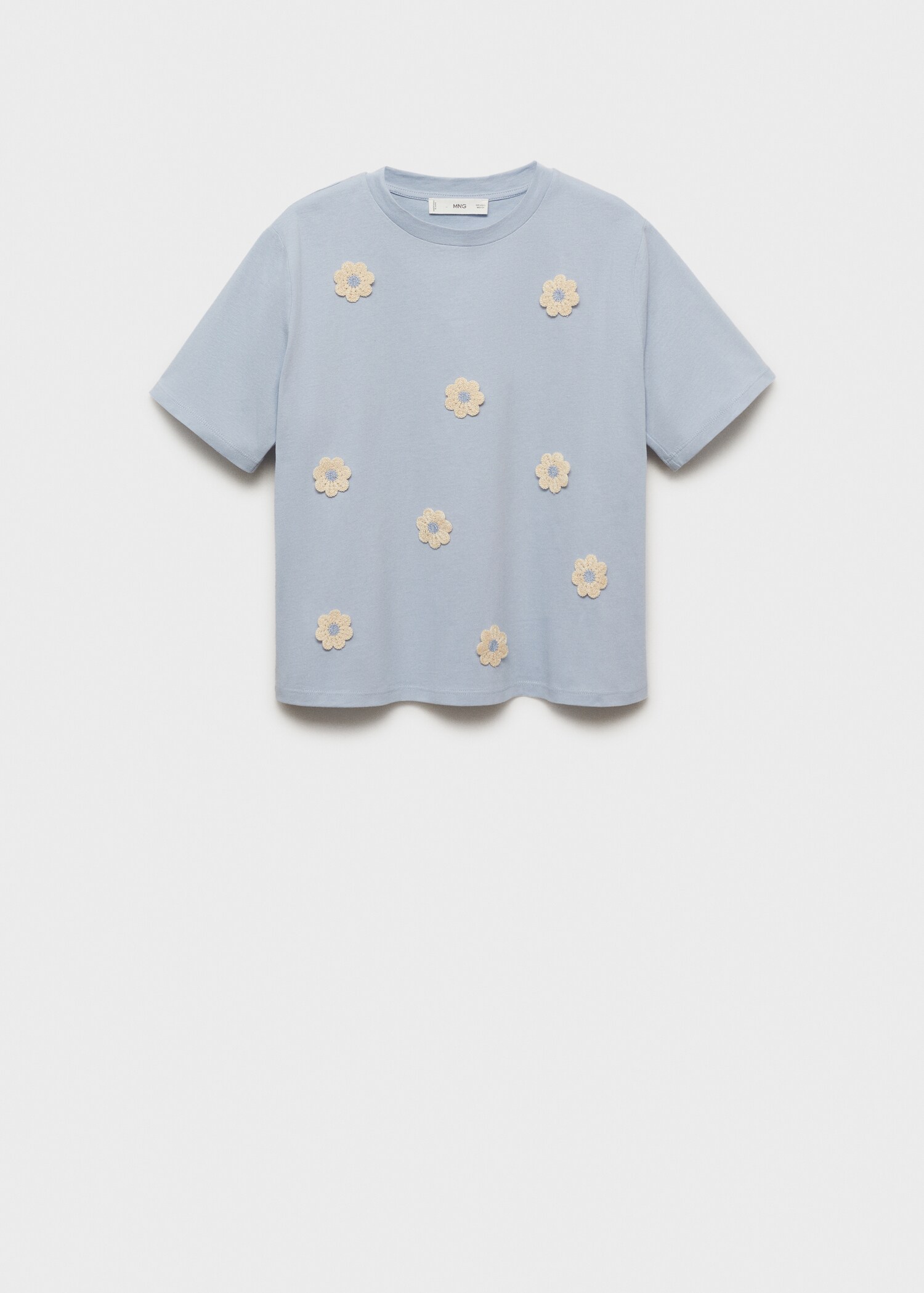 Baumwoll-T-Shirt mit Blumenapplikation - Artikel ohne Model