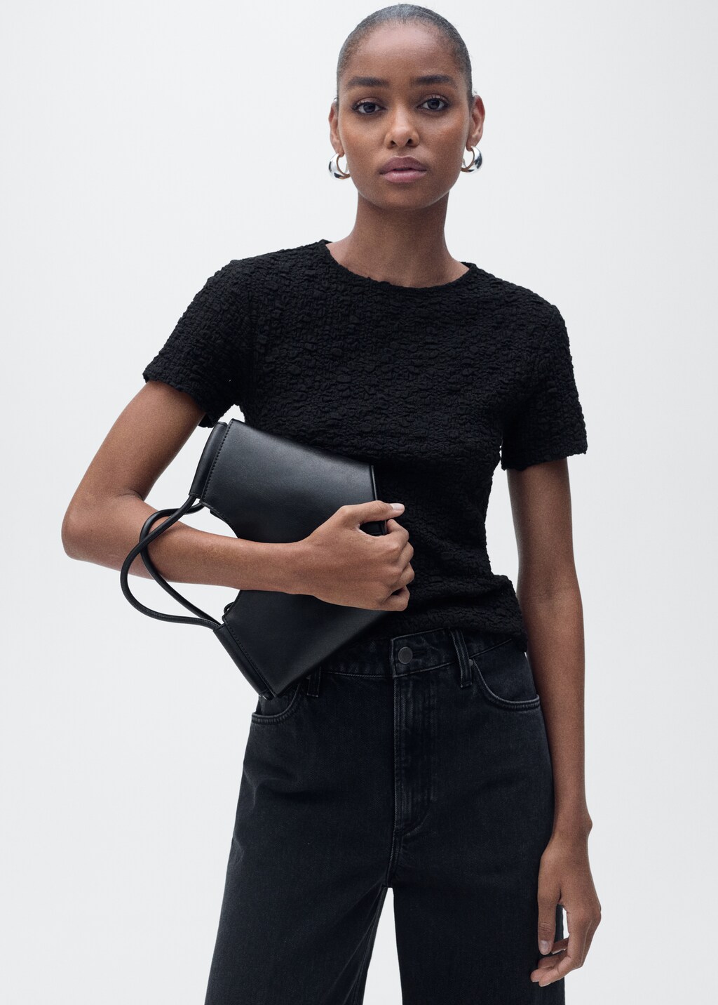 Textured cotton-blend t-shirt