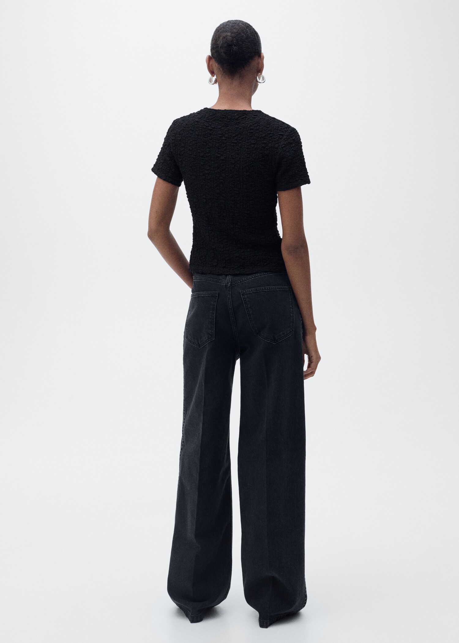 Textured cotton-blend t-shirt - Reverse of the article