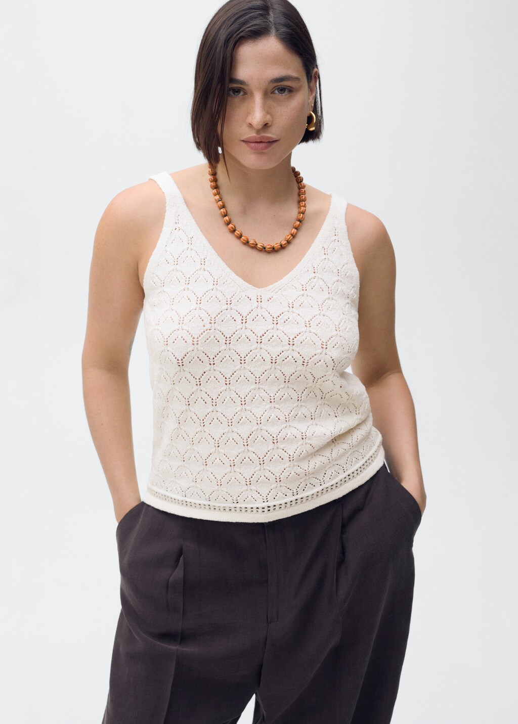 Melt the lady handle open knit tops Other
