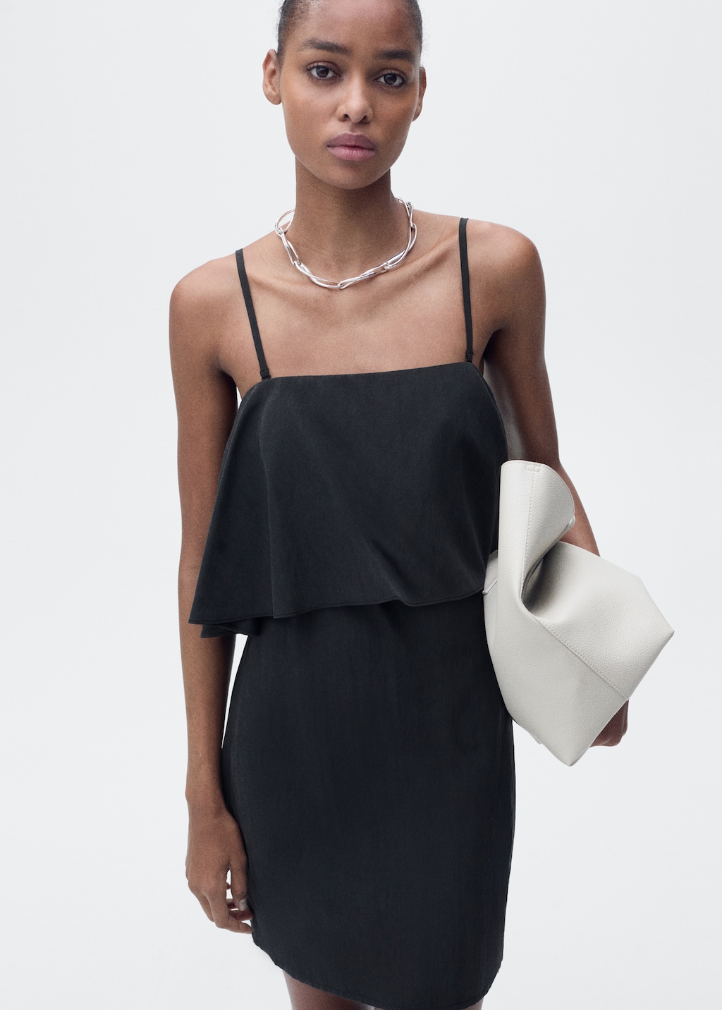 Mango Lyocell dress with ruffles