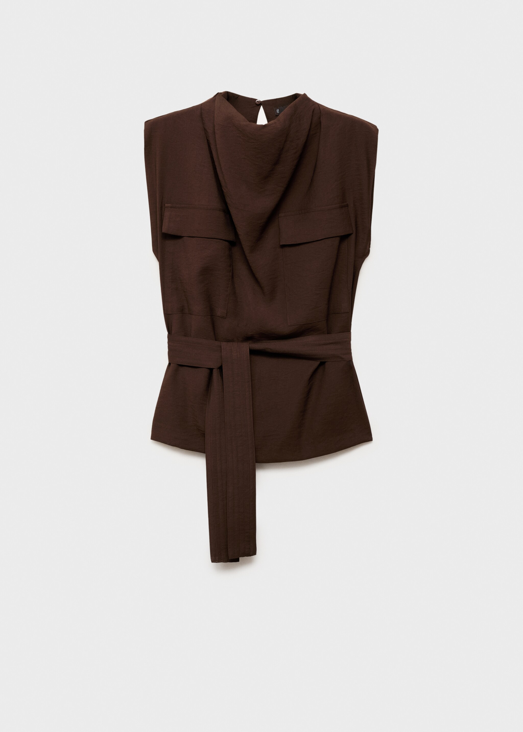 Blouse with draped neck and belt - Article without model