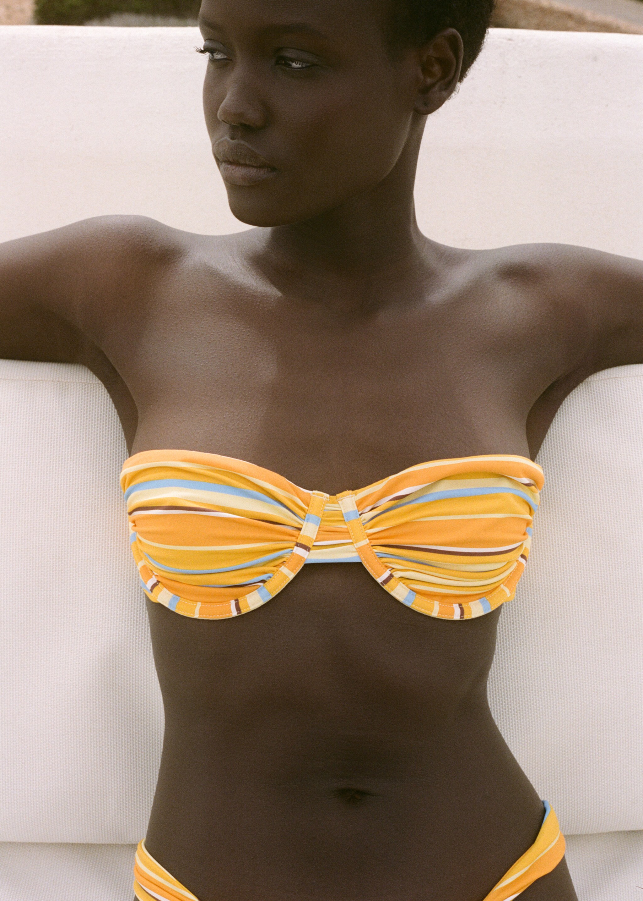 Stripe-print hoop bikini top - Medium plane