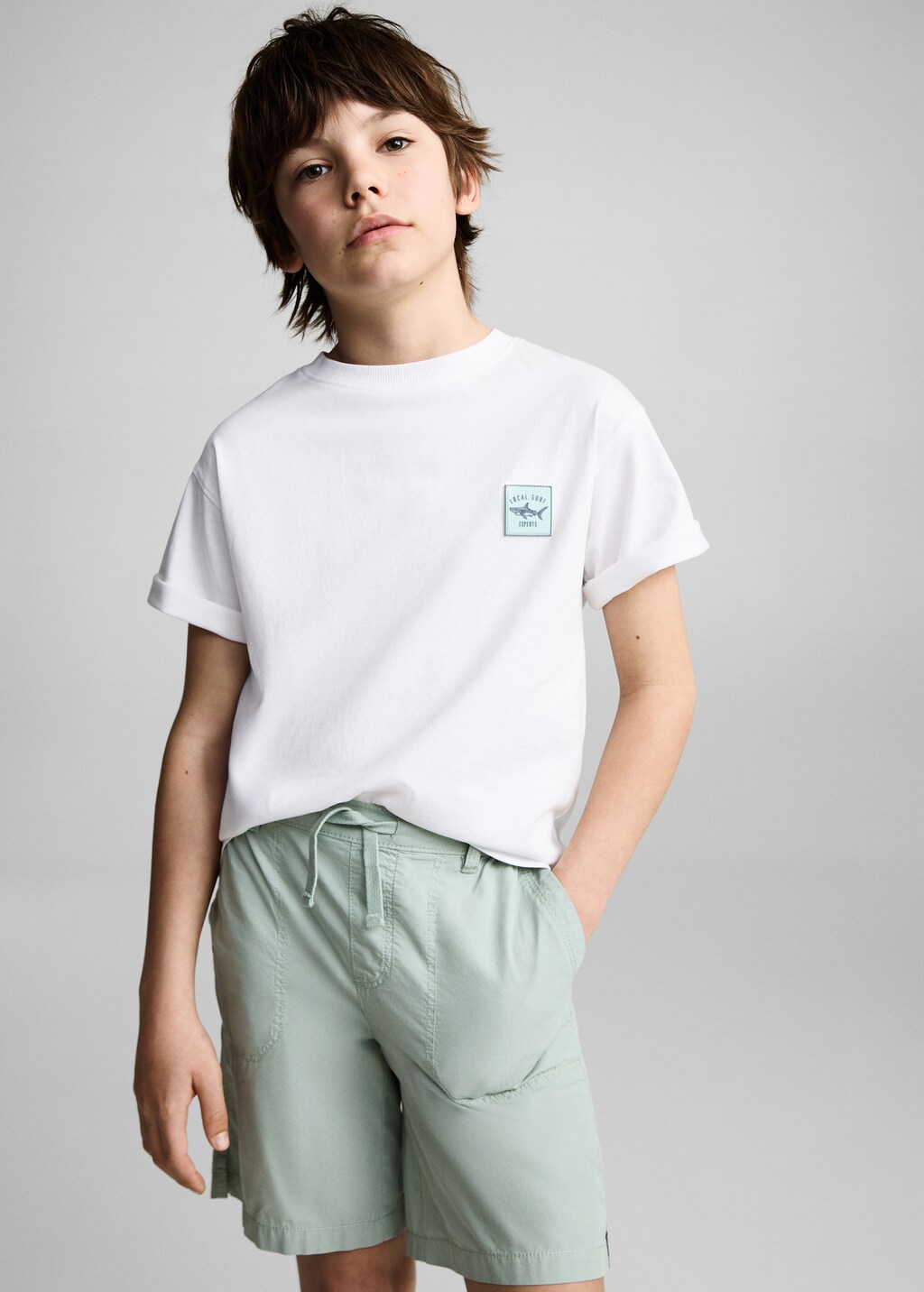 Elastic waist Bermuda shorts