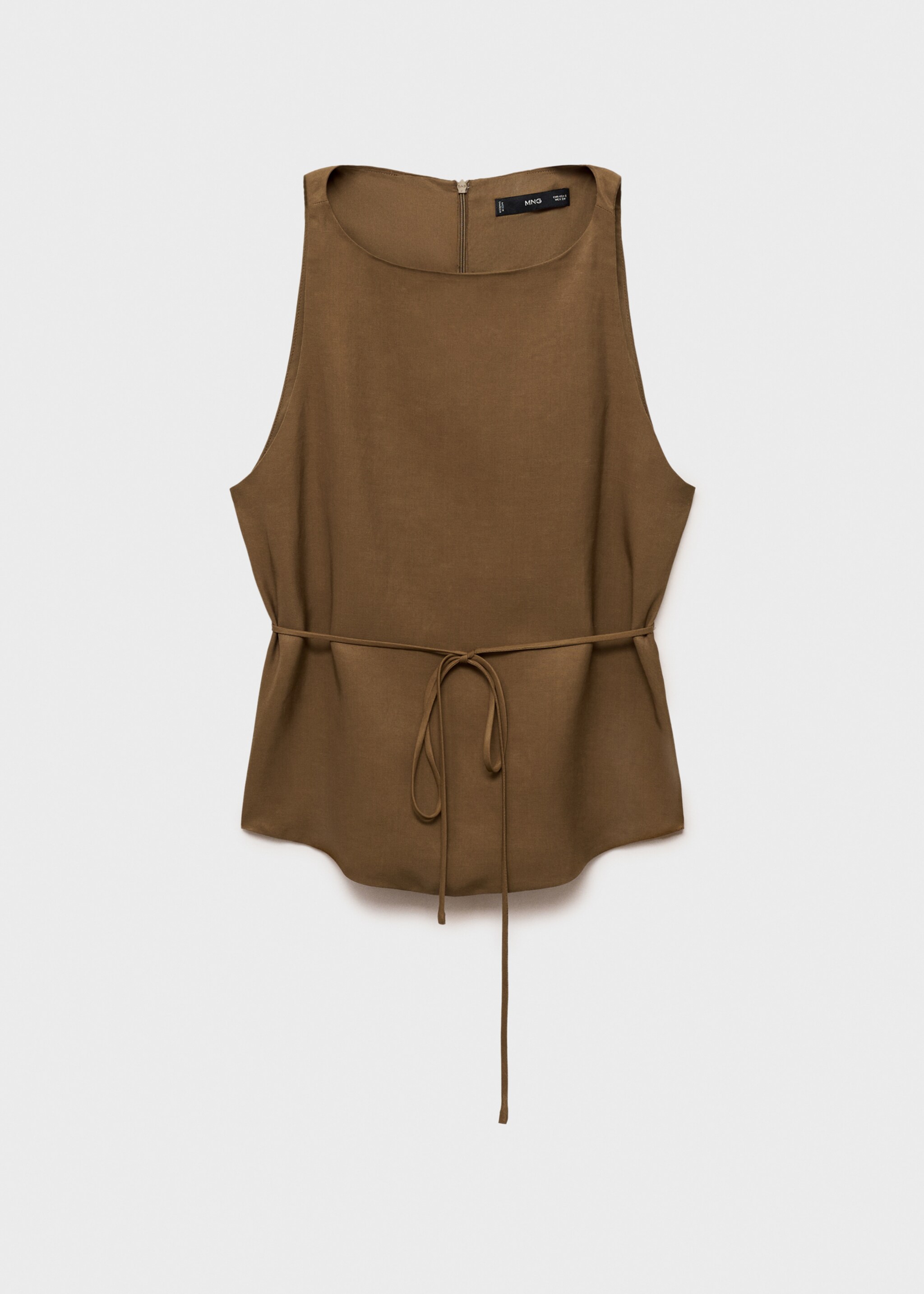 Linen-blend top with bow - Article without model