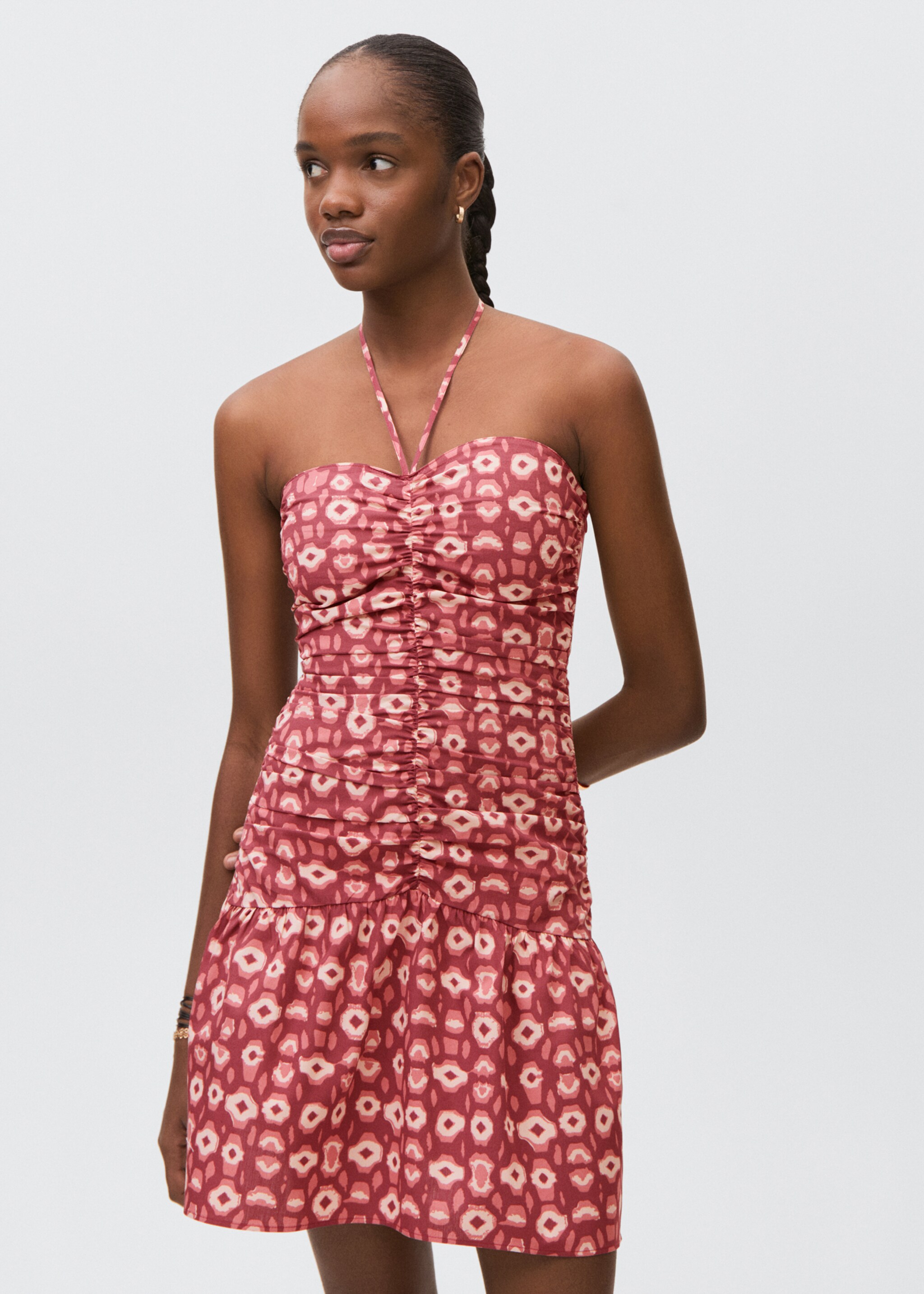 Gekräuseltes Printkleid - Mittlere Ansicht