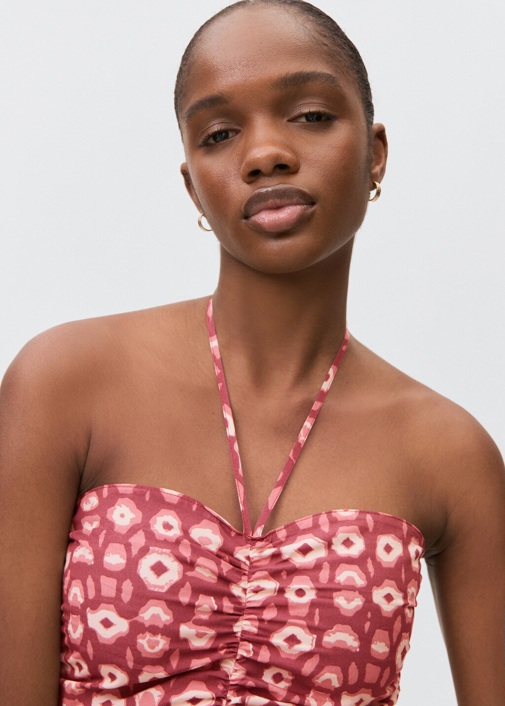 Printed ruched dress