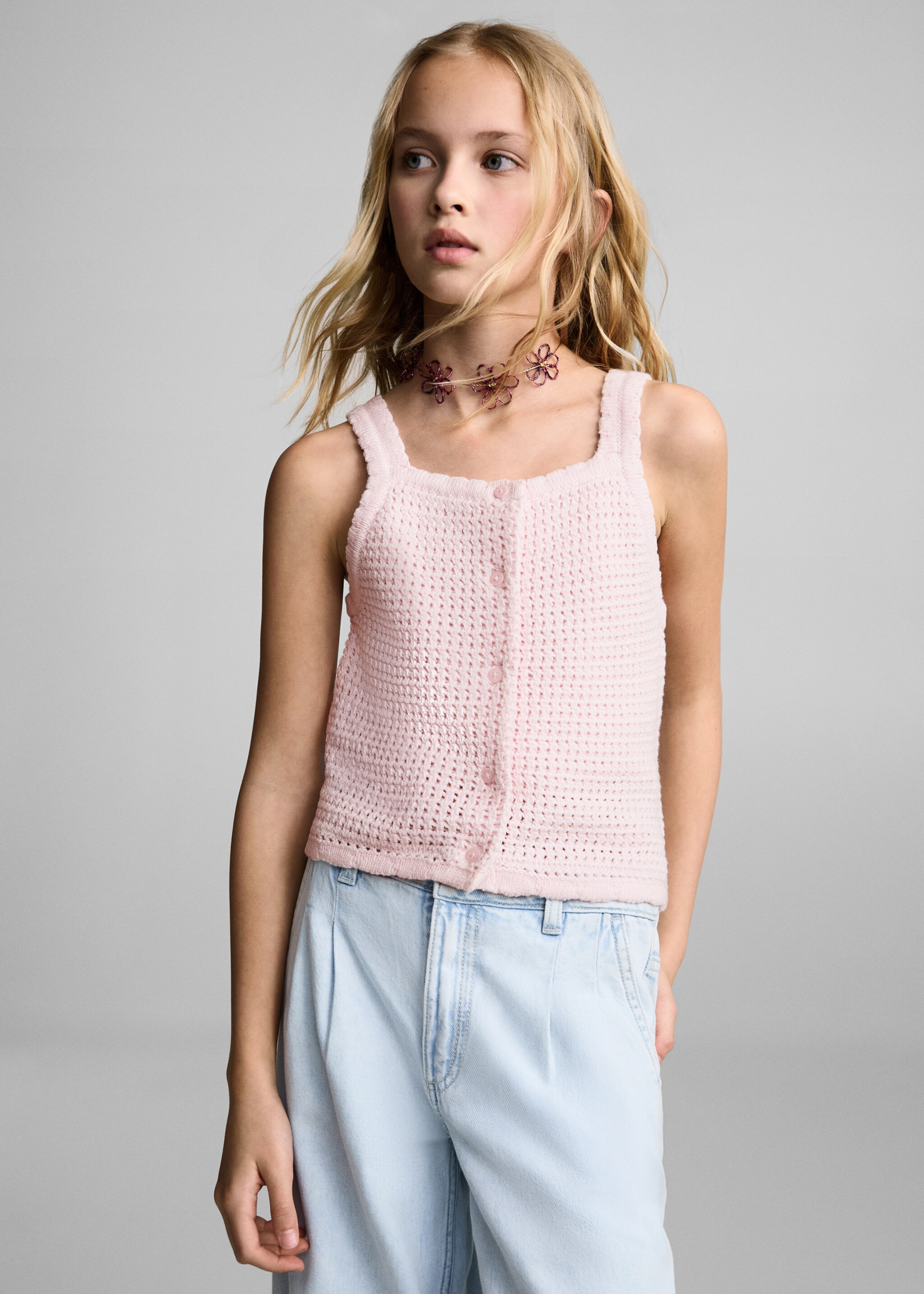Buttoned knit top - Medium plane