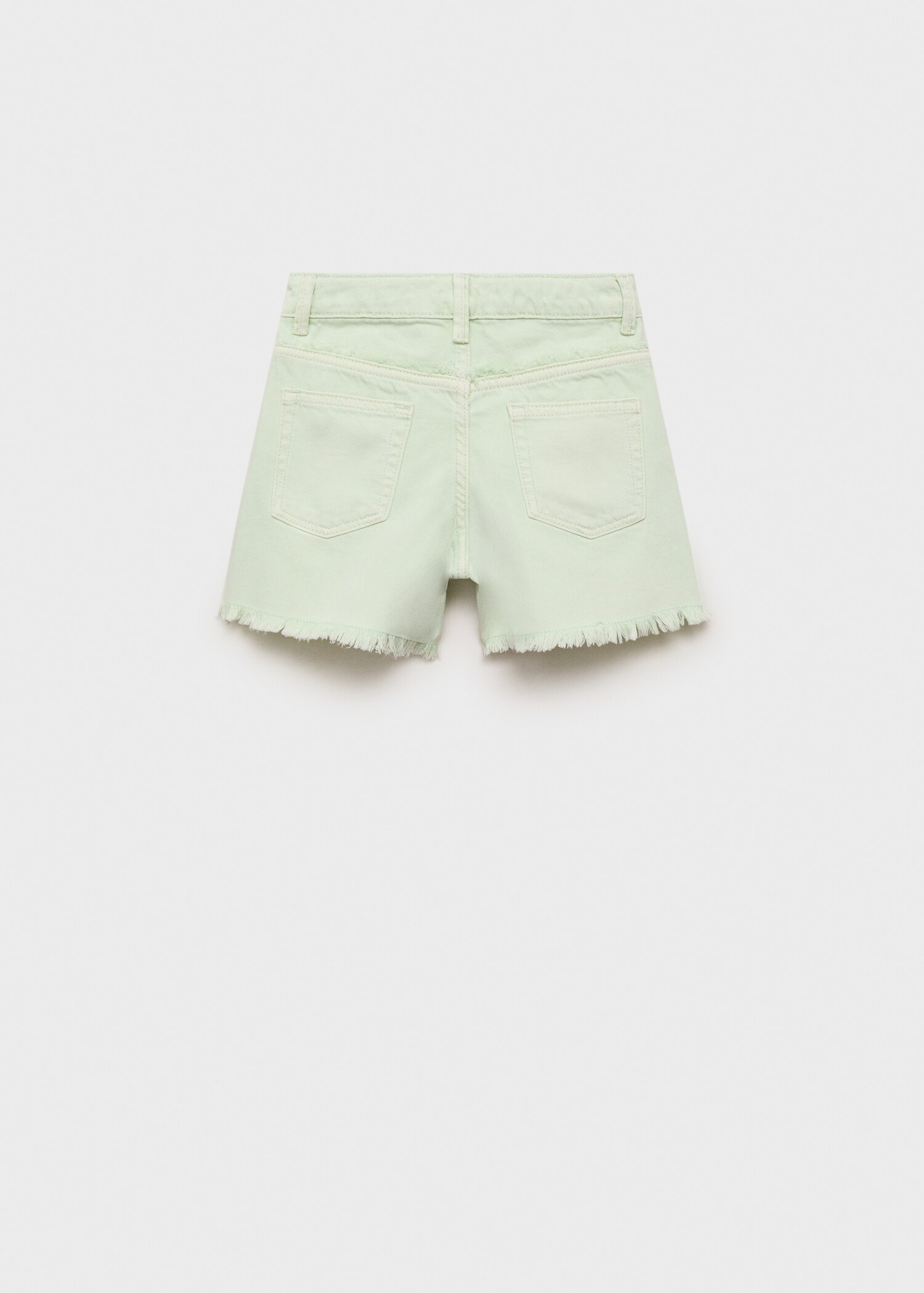 Denim shorts with frayed hem - Reverse of the article